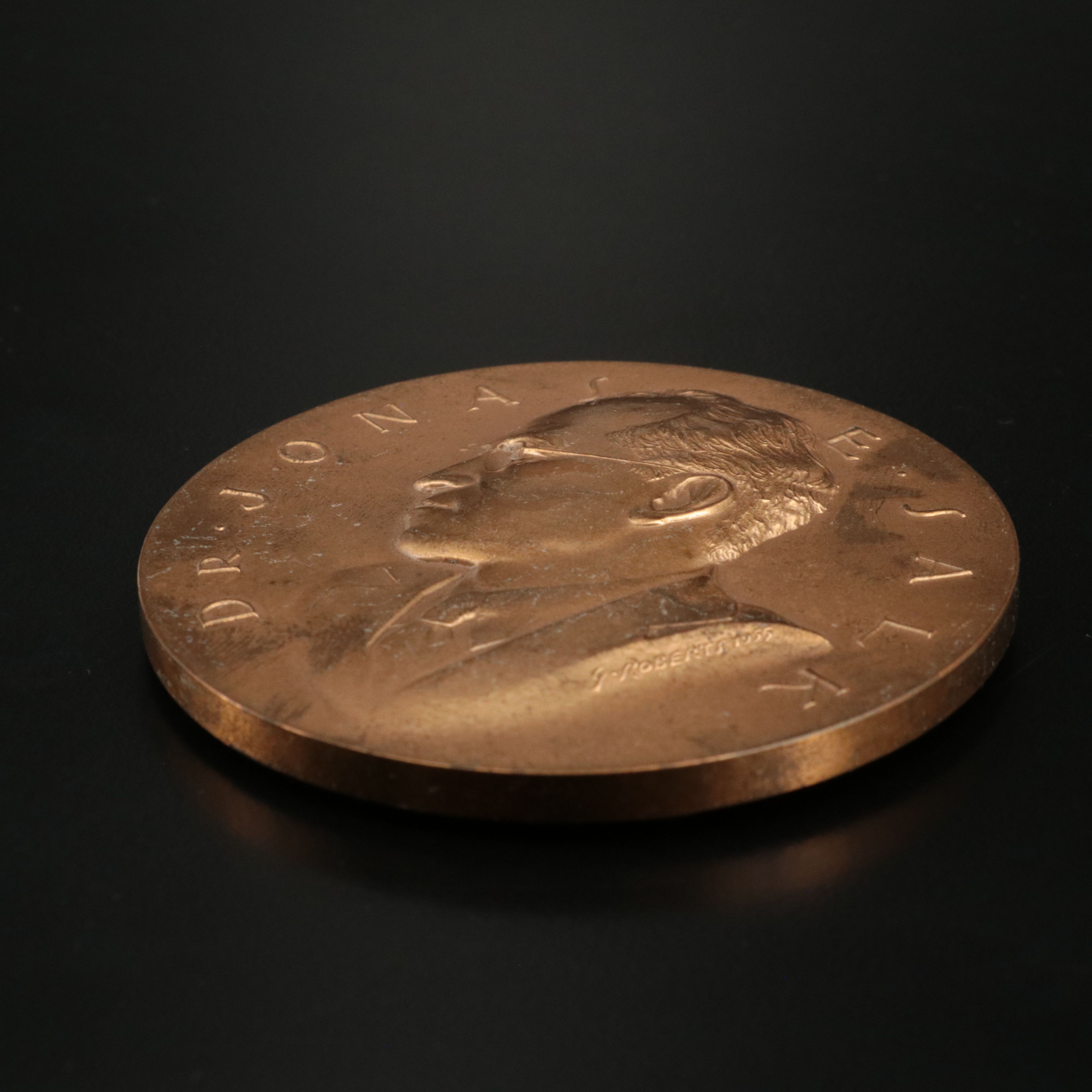 1955 Dr. Jonas Salk Commemorative Bronze Medal by Gilroy Roberts