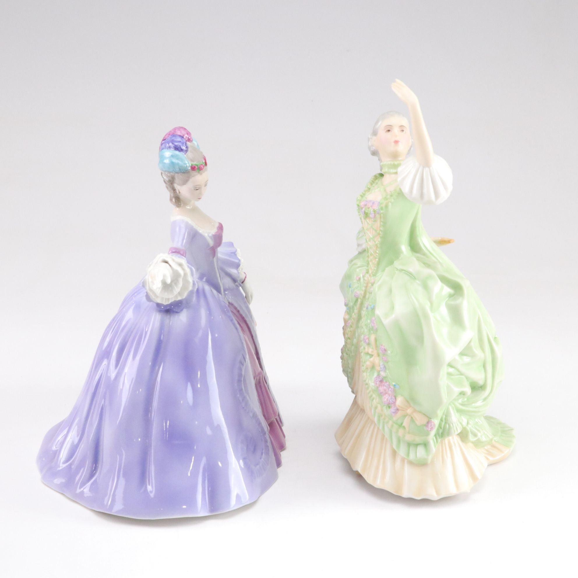 Franklin Porcelain "Museum of Costume" Series Figurines with Figural Vase