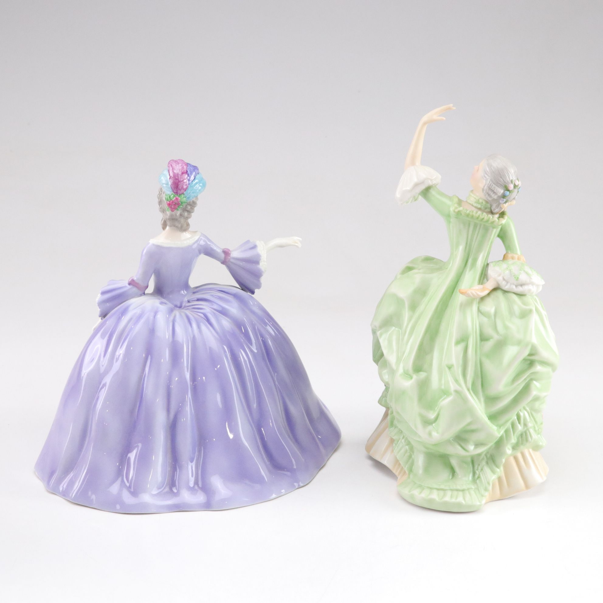 Franklin Porcelain "Museum of Costume" Series Figurines with Figural Vase