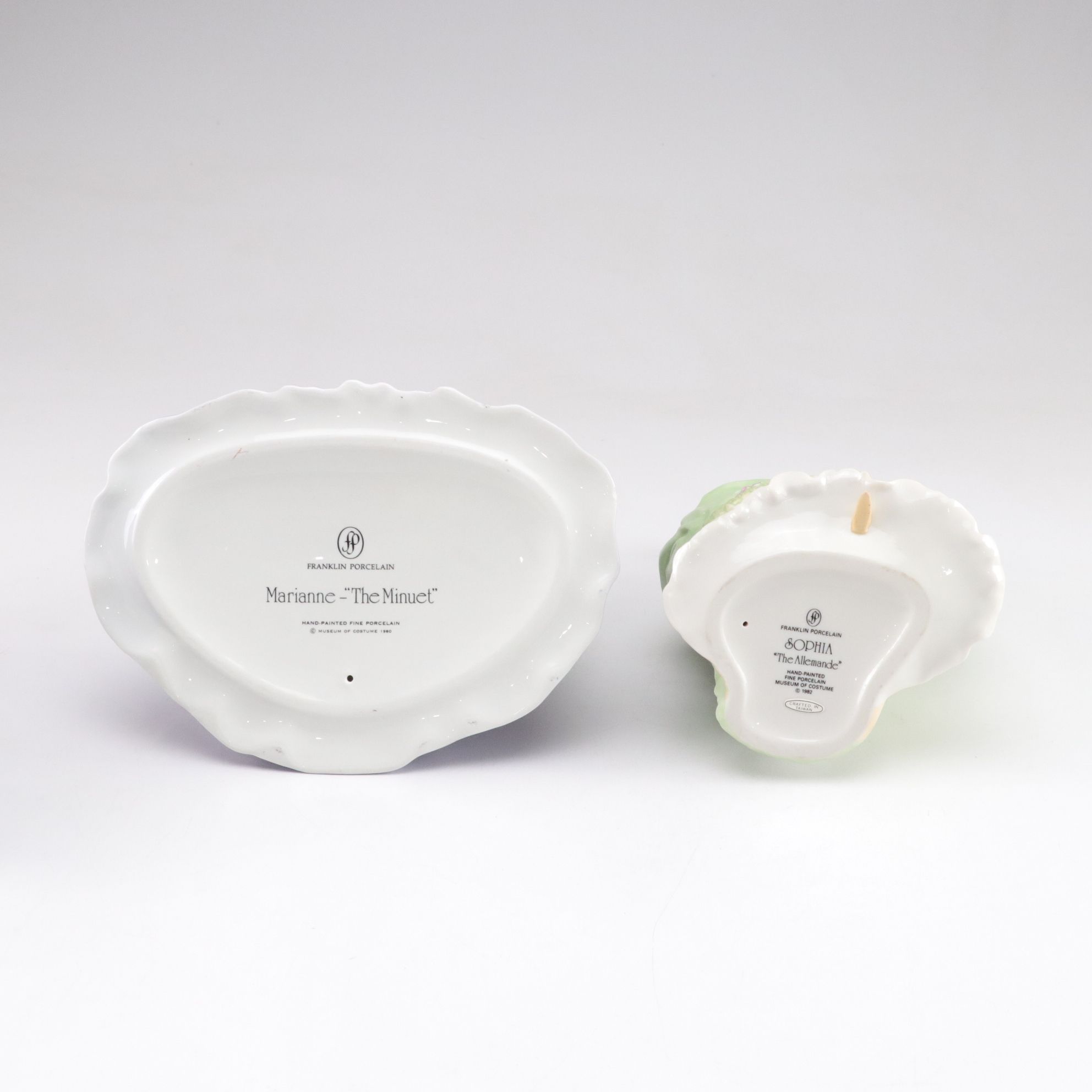 Franklin Porcelain "Museum of Costume" Series Figurines with Figural Vase