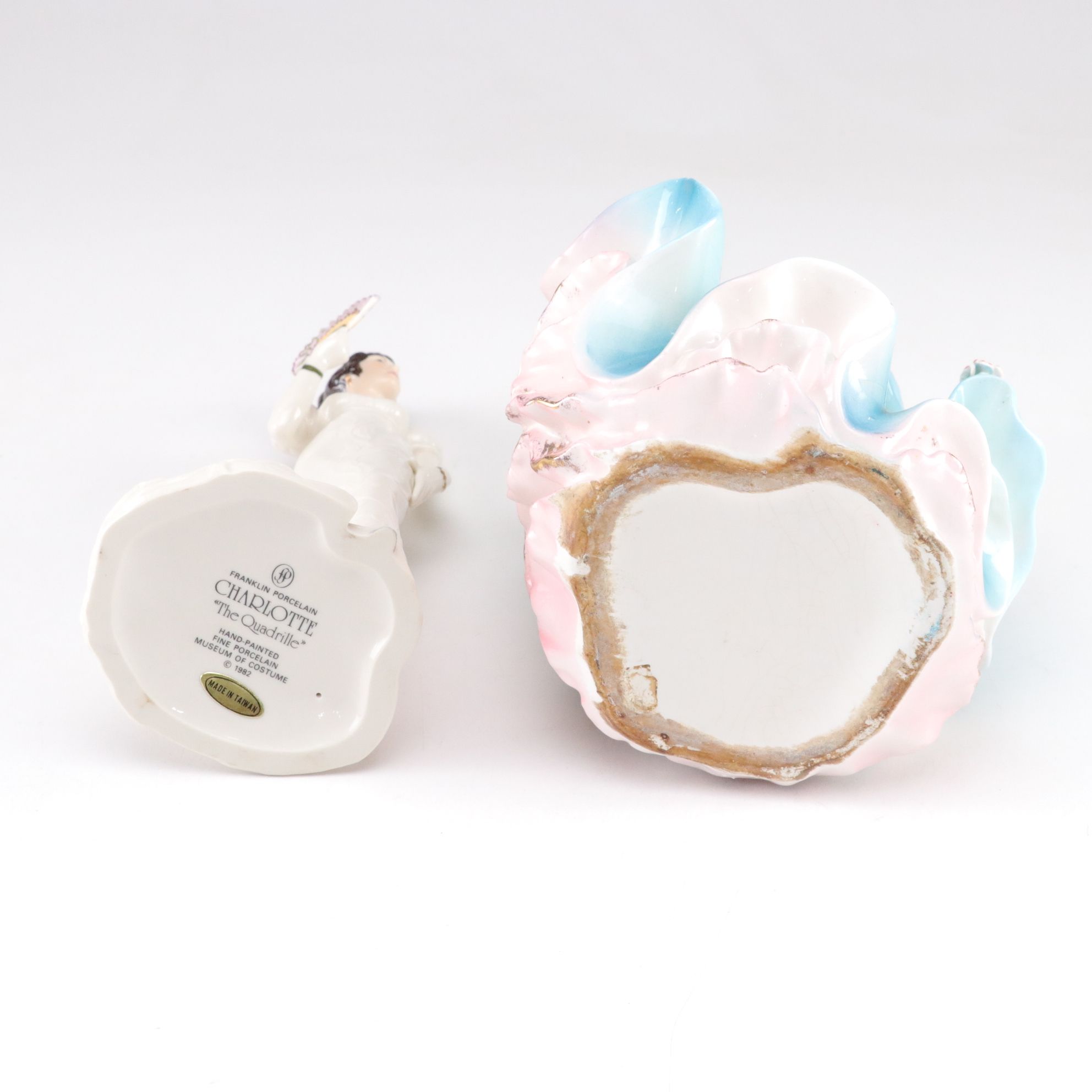 Franklin Porcelain "Museum of Costume" Series Figurines with Figural Vase