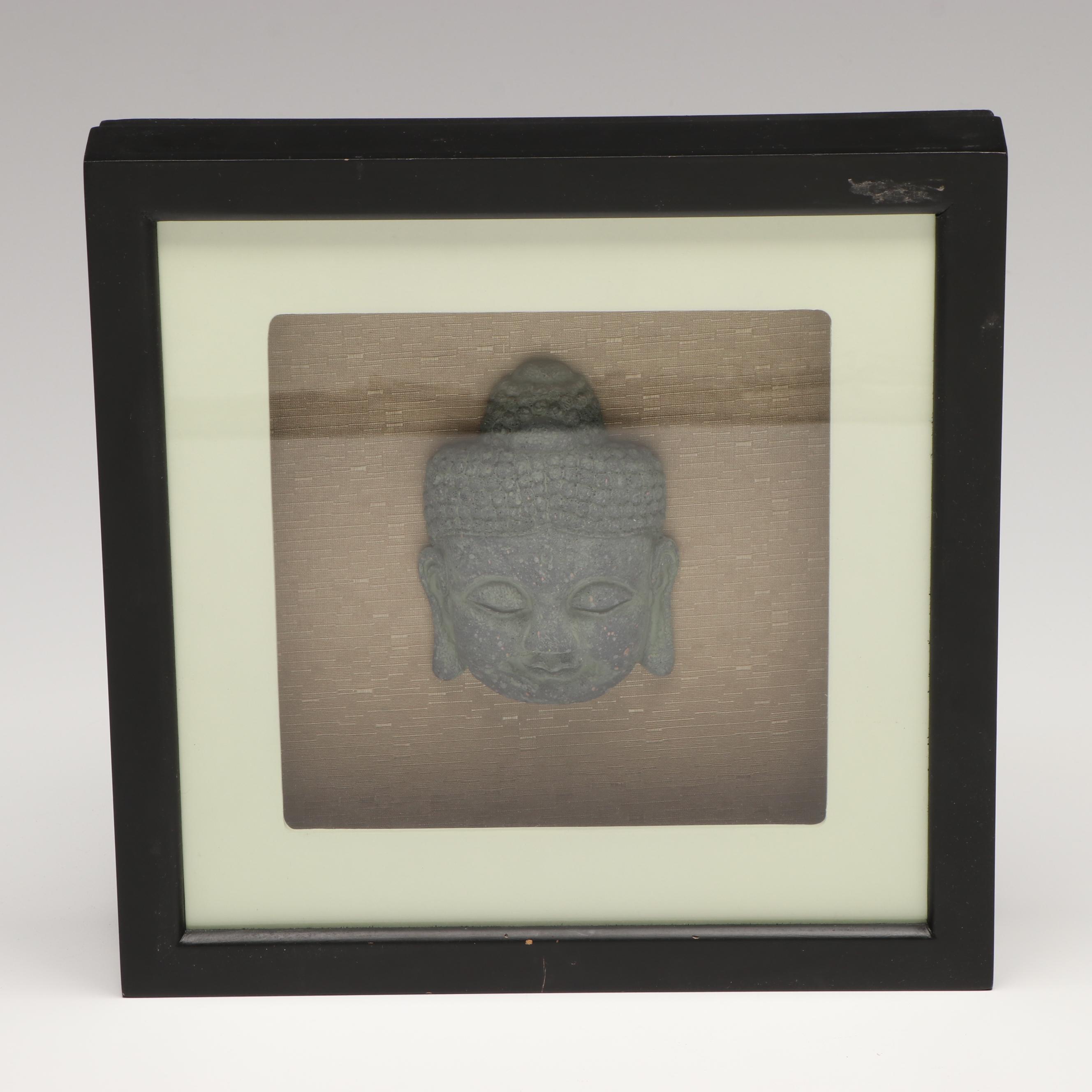 Chinese Porcelain Qing Dynasty Statue with Buddha Head Wall Hanging