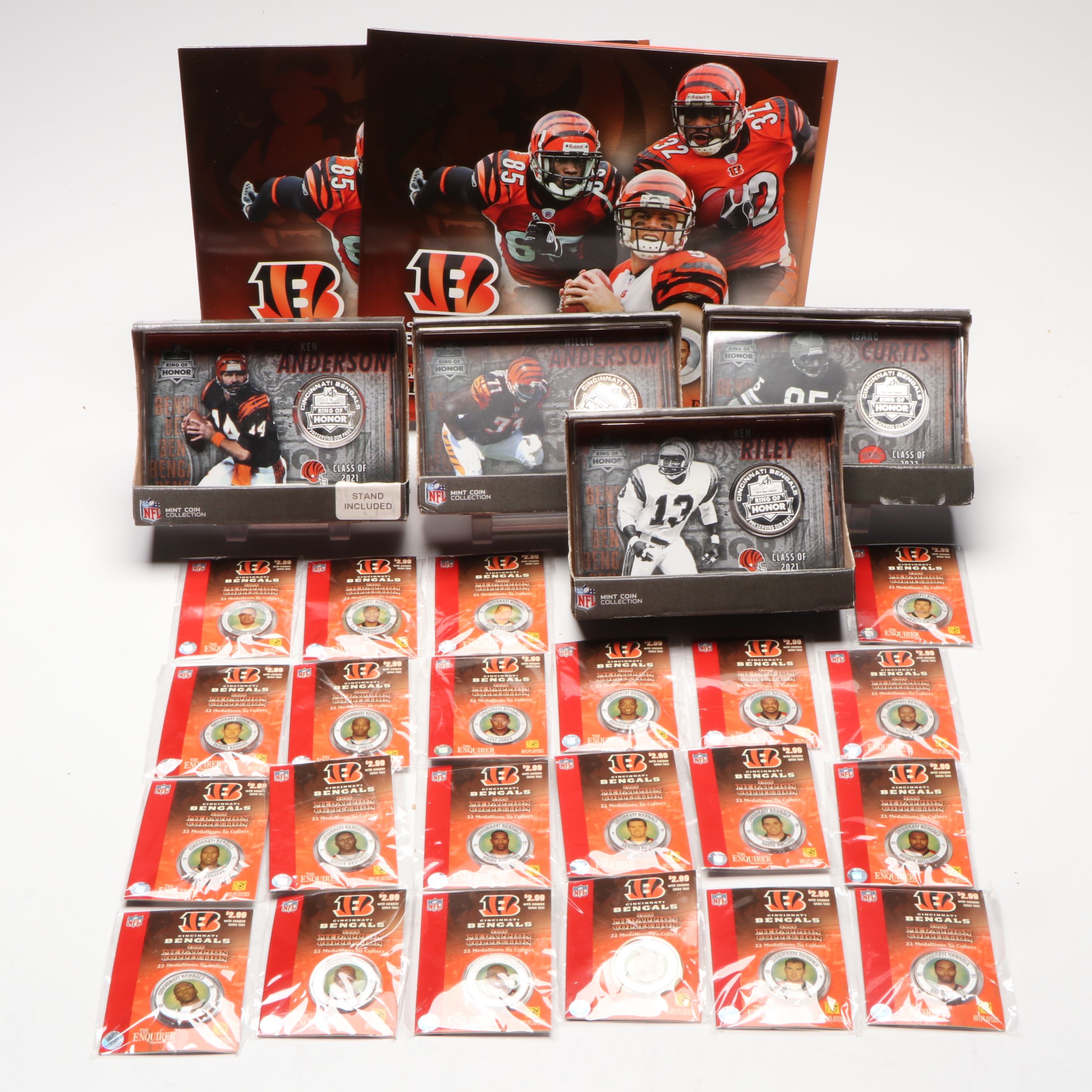 The Highland Mint Cincinnati Bengals Ring of Honor Coins with 2006 Medallions