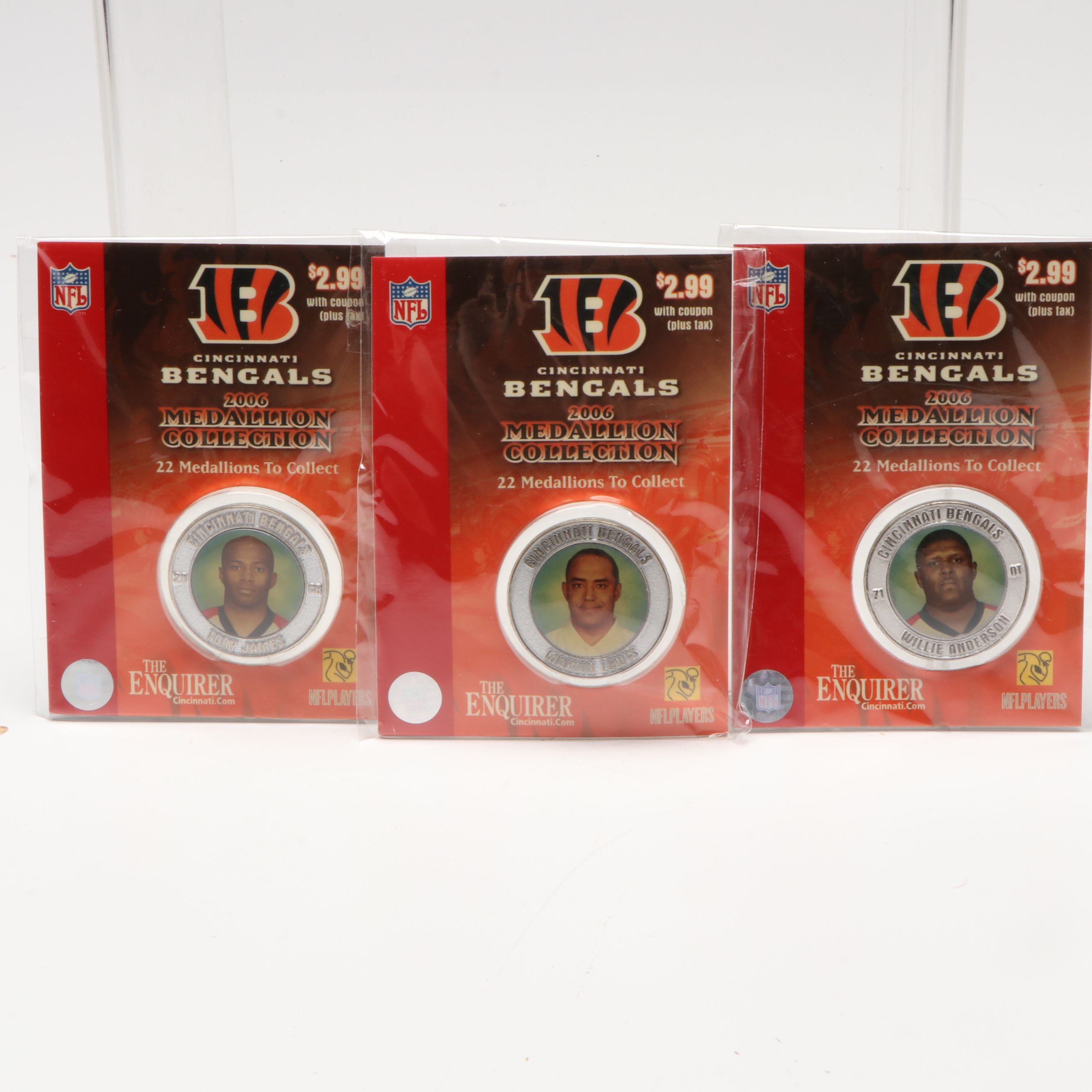 The Highland Mint Cincinnati Bengals Ring of Honor Coins with 2006 Medallions