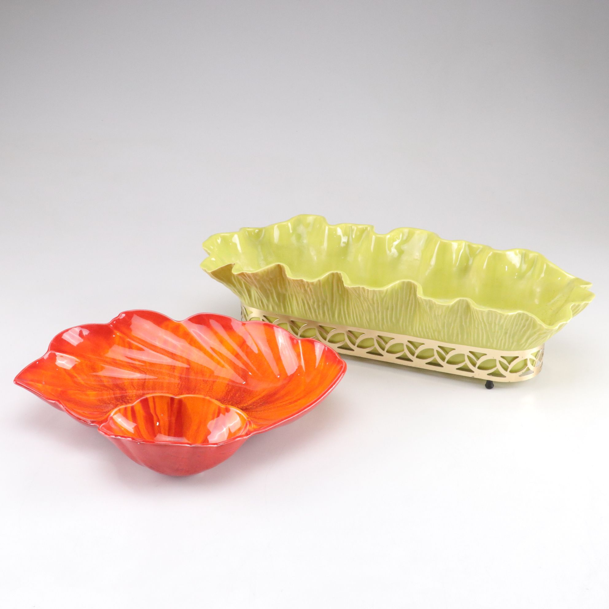 California Originals Autumn Leaf Divided Platter with Mirimar Green Planter