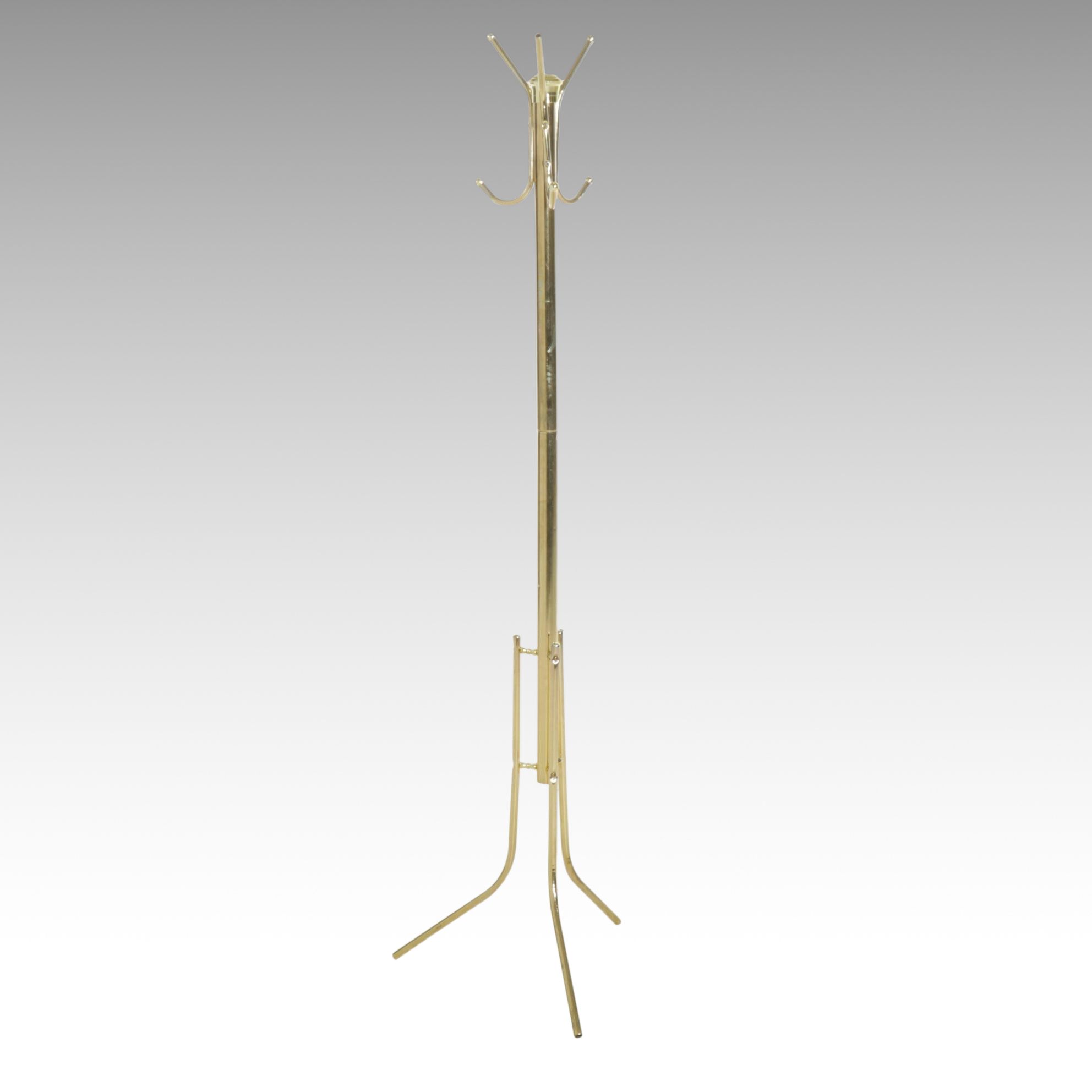 Brass-Finished Three-Leg Metal Coat Rack