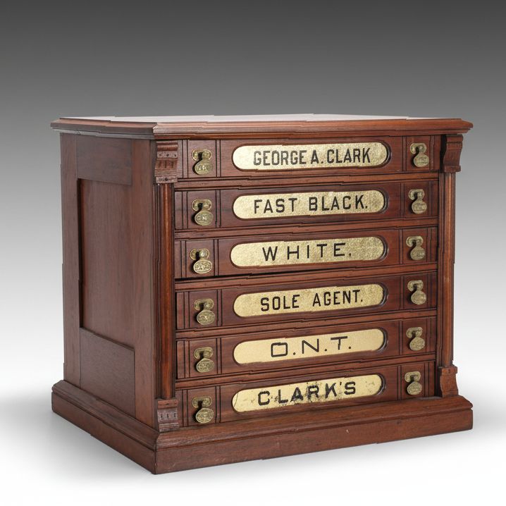 George A. Clark Victorian Six-Drawer Wood Spool Cabinet