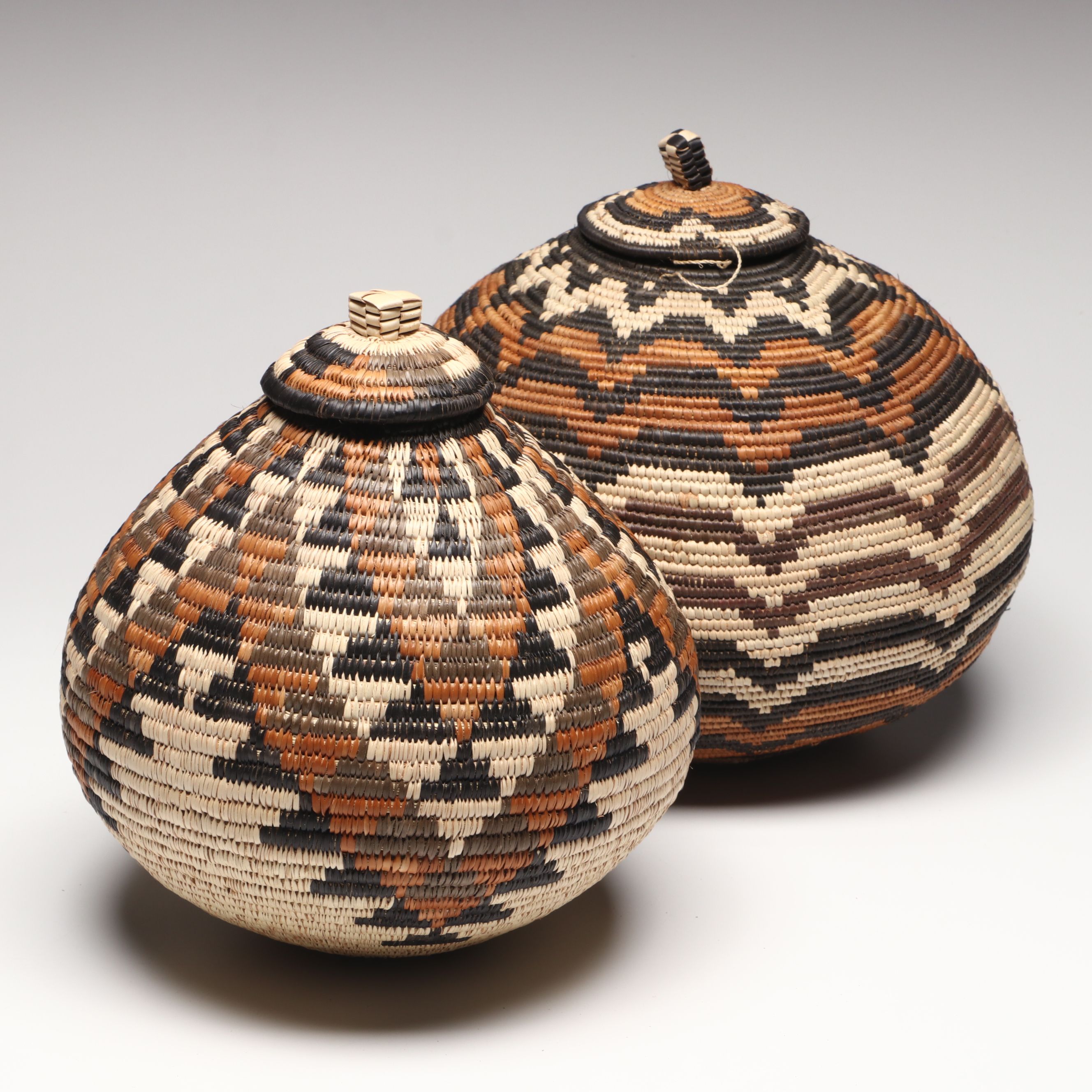 Zulu Artisan Crafted Ilala Palm and Natural Dye Ukhamba Baskets