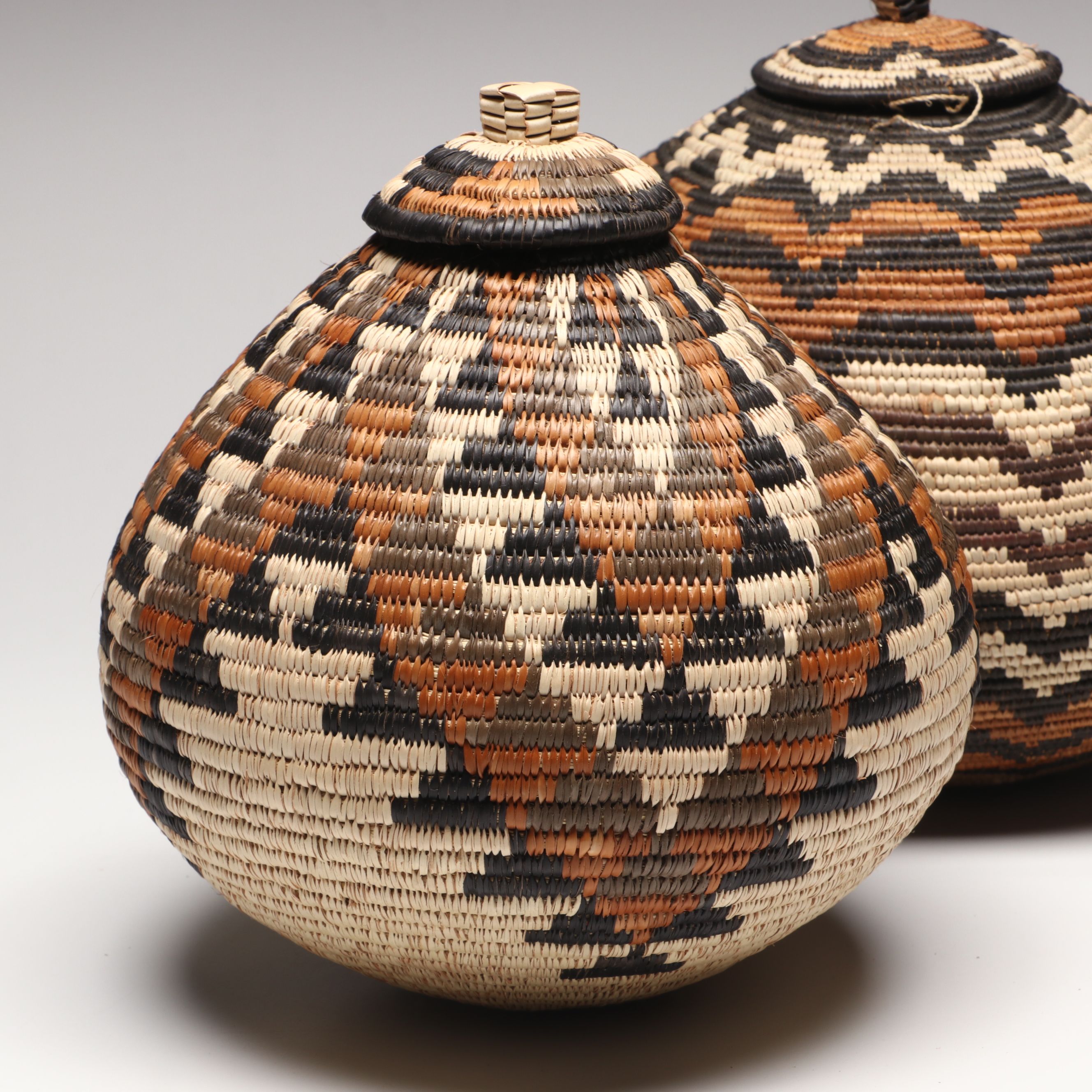 Zulu Artisan Crafted Ilala Palm and Natural Dye Ukhamba Baskets