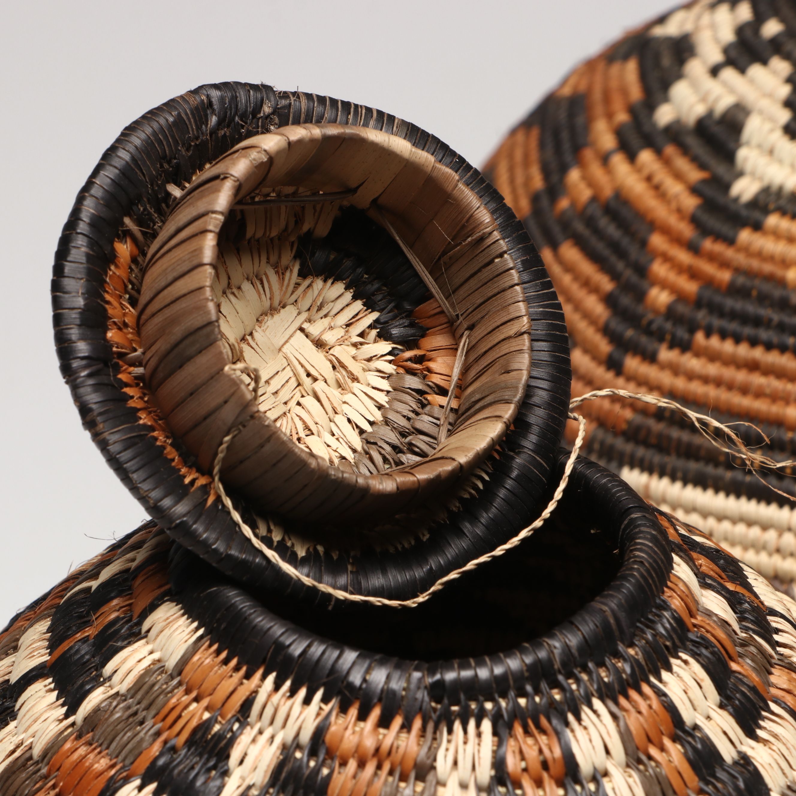 Zulu Artisan Crafted Ilala Palm and Natural Dye Ukhamba Baskets