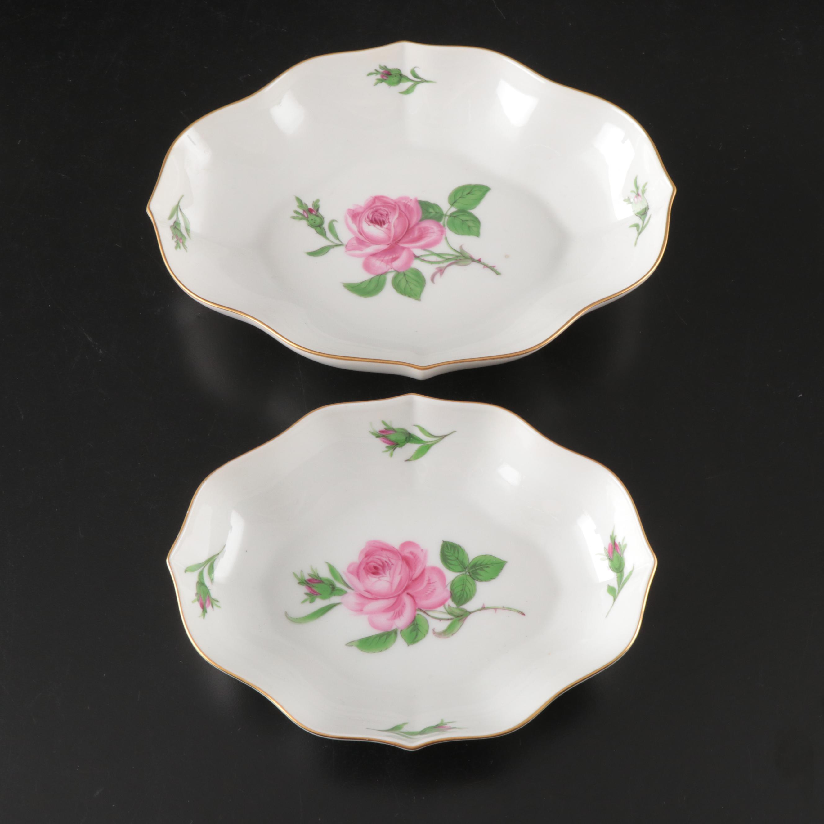 Meissen Floral Porcelain Plates with Trays and Other Tableware