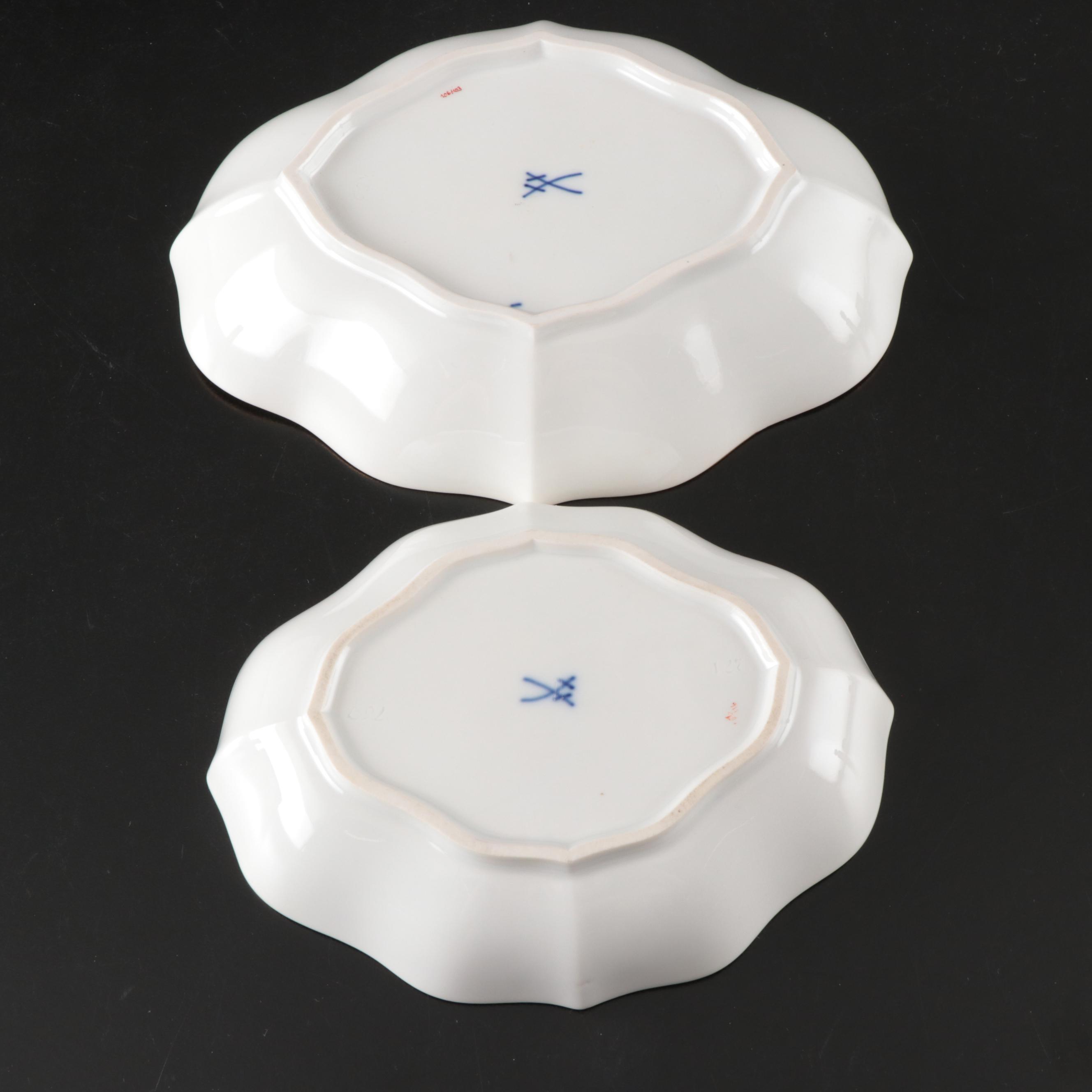 Meissen Floral Porcelain Plates with Trays and Other Tableware