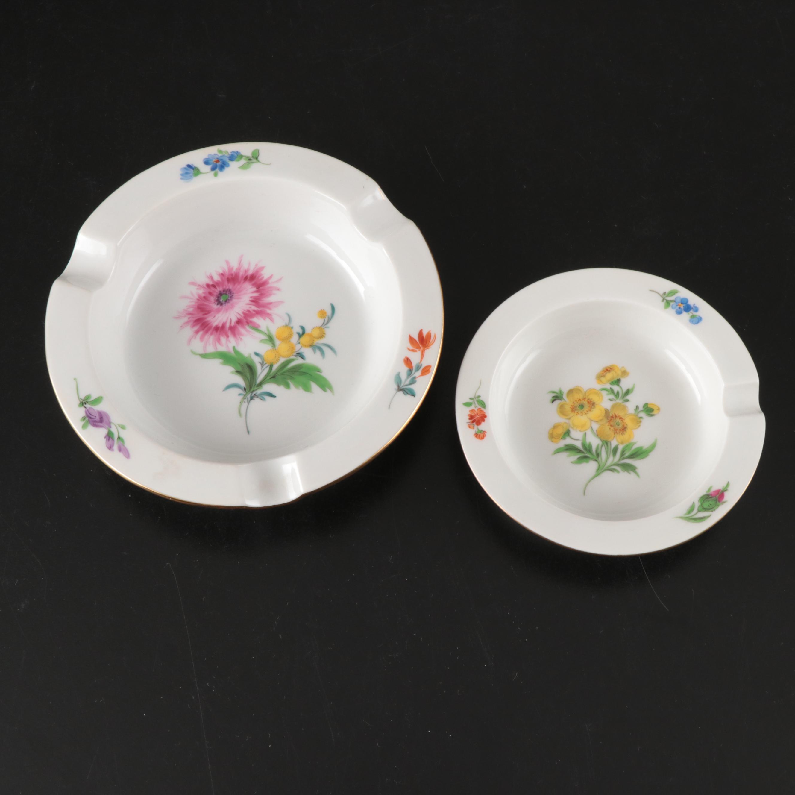 Meissen Floral Porcelain Plates with Trays and Other Tableware