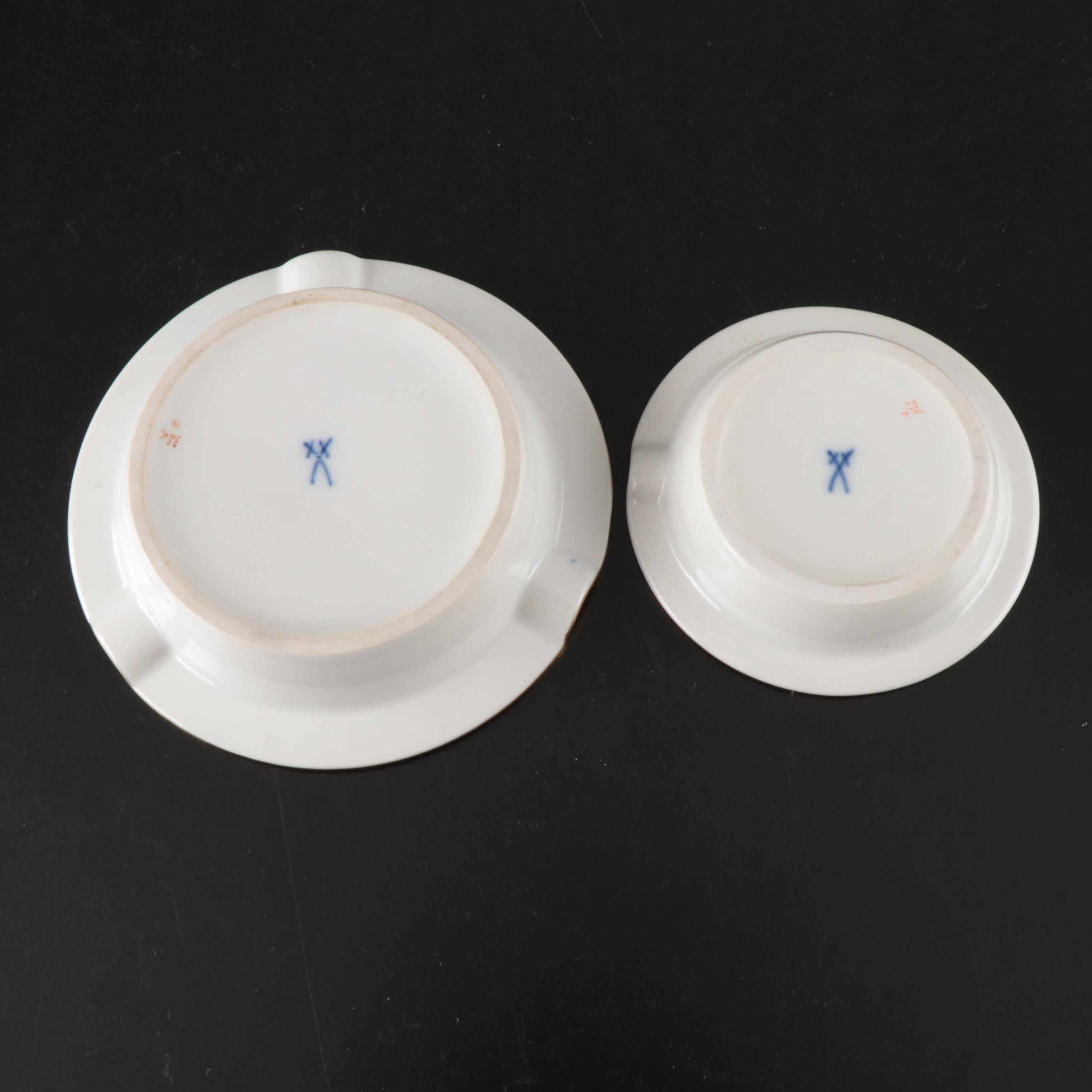 Meissen Floral Porcelain Plates with Trays and Other Tableware