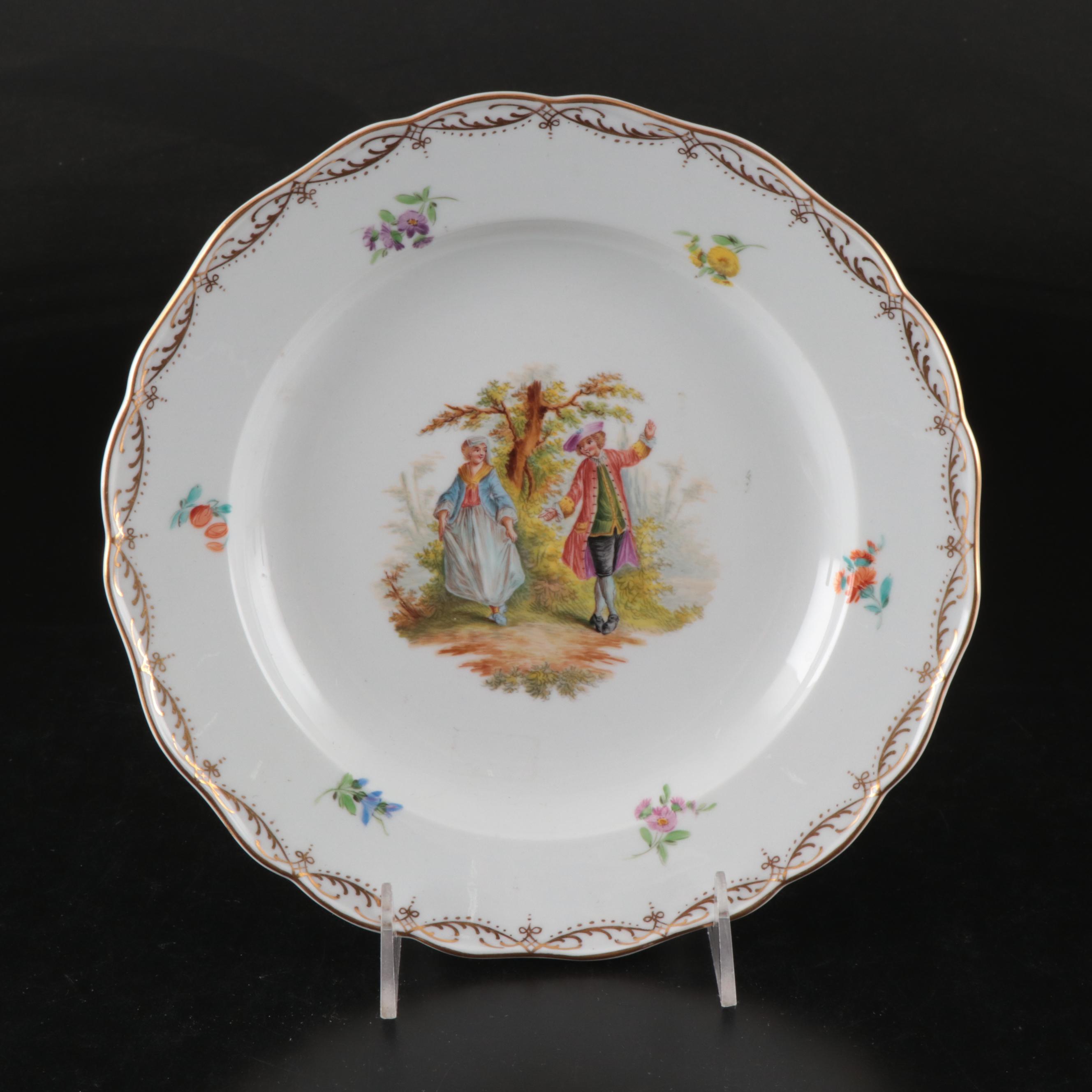 Meissen Floral Porcelain Plates with Trays and Other Tableware