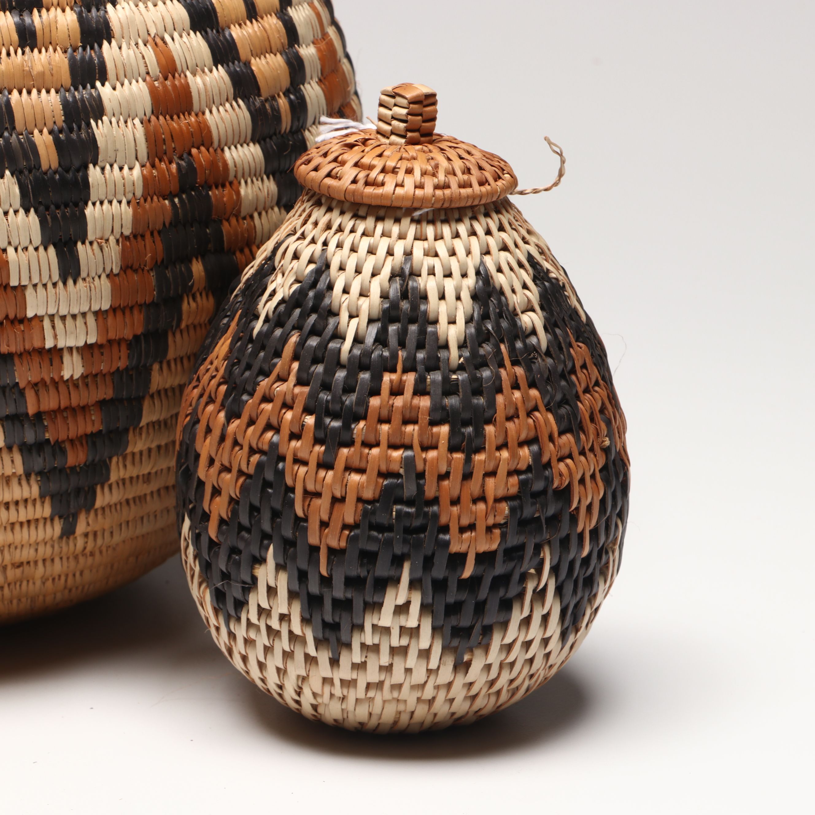 Thobile Buthelezi Zulu Ilala Palm Ukhamba Basket with Herb Containers and Cover