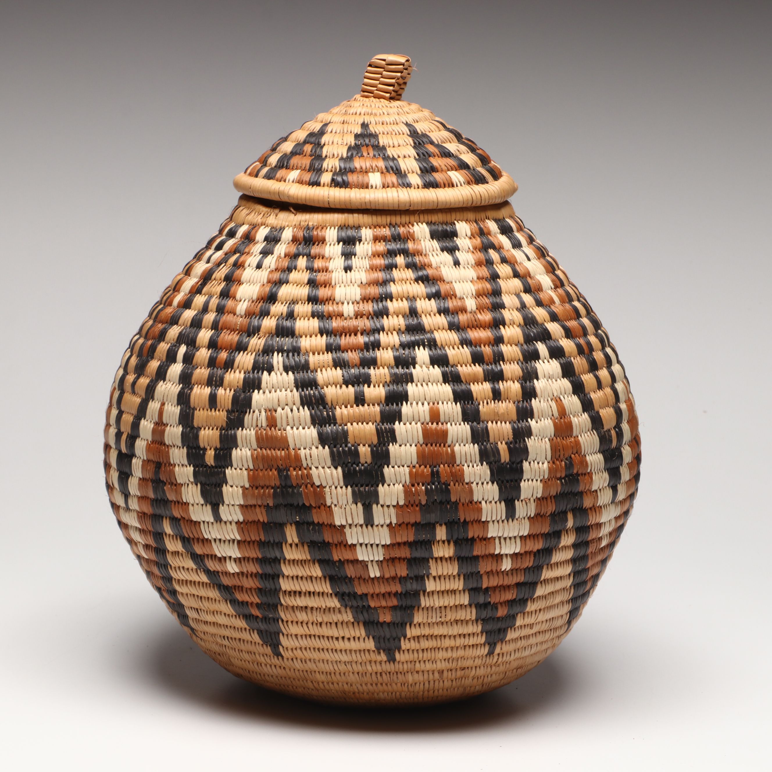 Thobile Buthelezi Zulu Ilala Palm Ukhamba Basket with Herb Containers and Cover