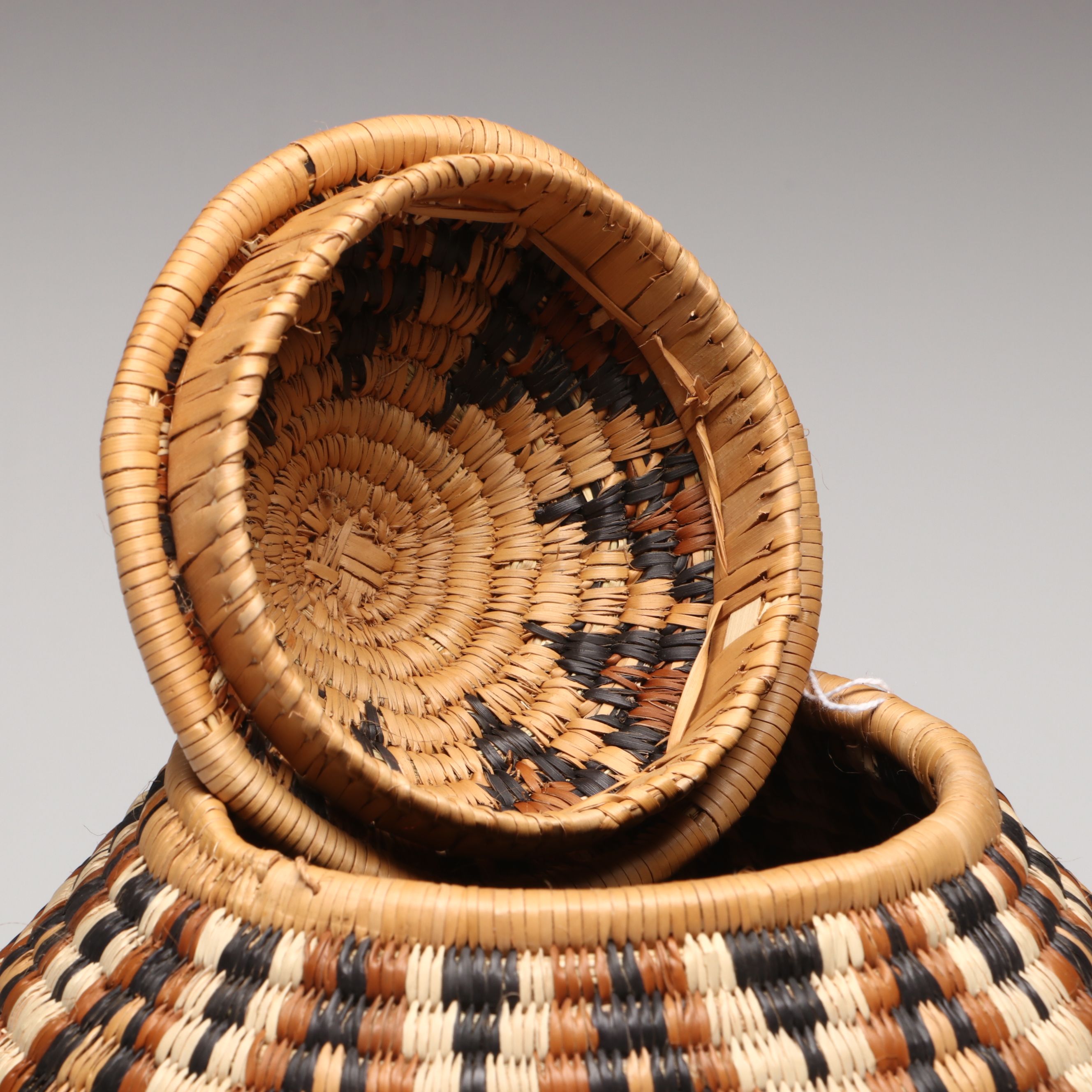 Thobile Buthelezi Zulu Ilala Palm Ukhamba Basket with Herb Containers and Cover