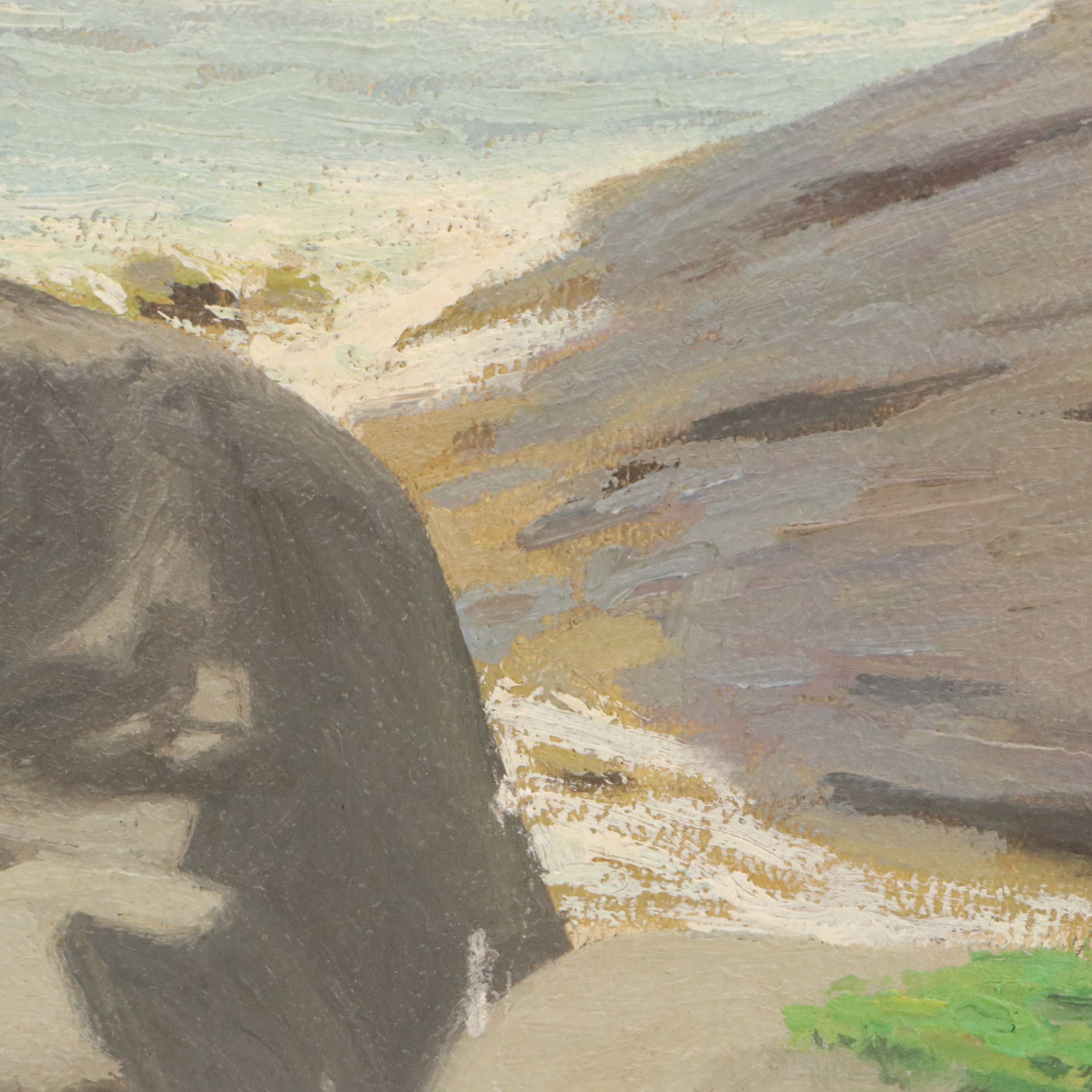 James Longacre Wood Seascape Oil Painting "Shore at Monhegan Island, Maine"