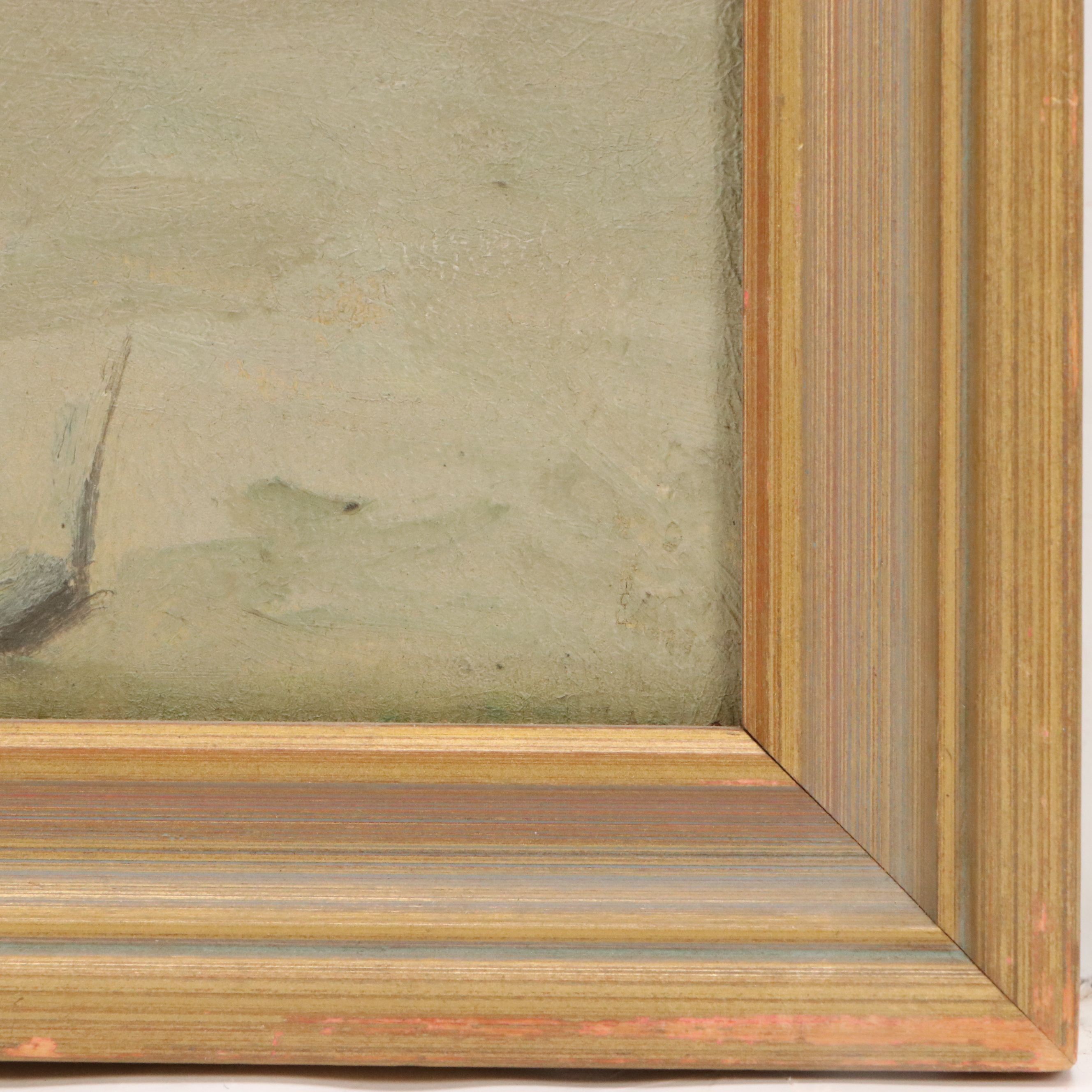 James Longacre Wood Seascape Oil Painting "Shore at Monhegan Island, Maine"