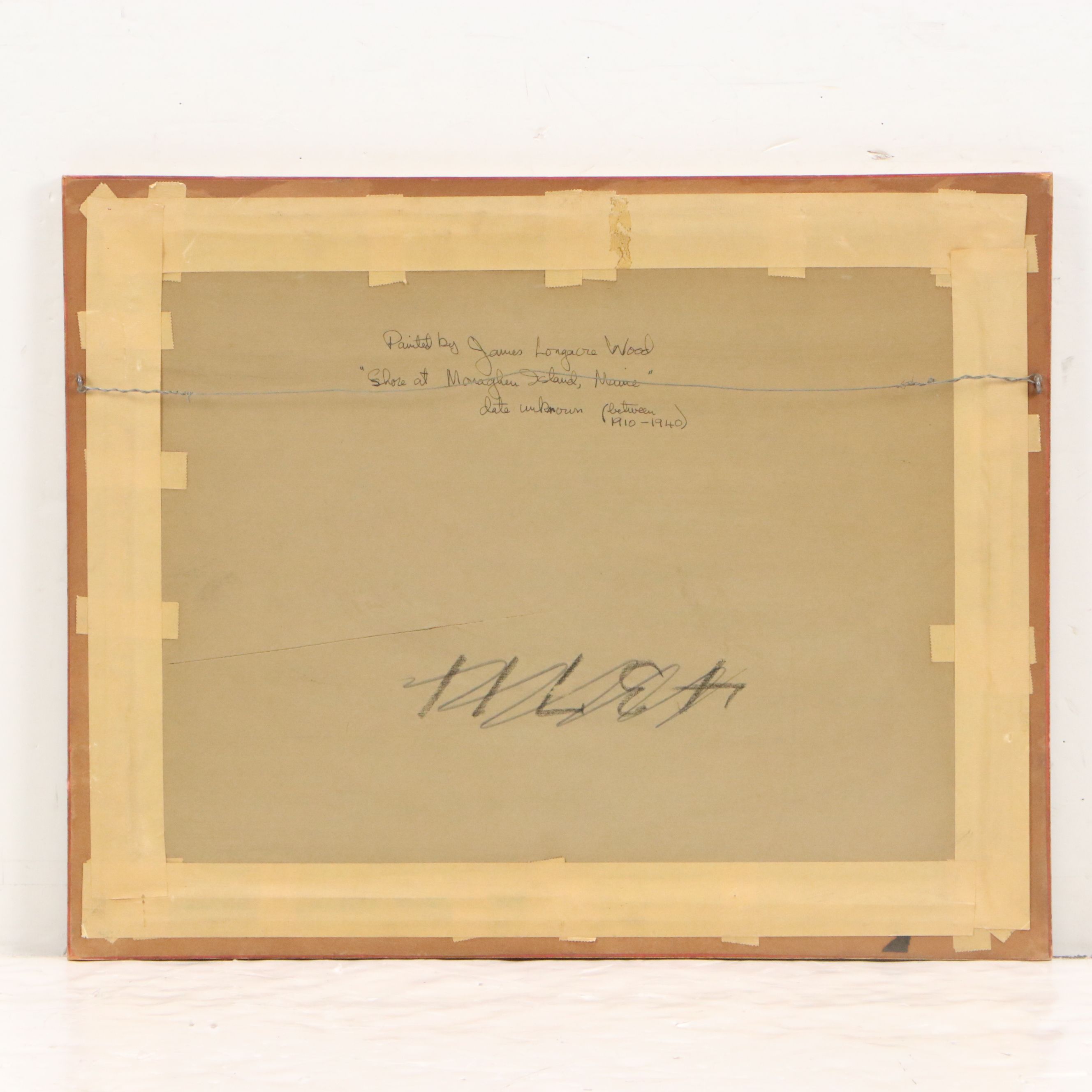 James Longacre Wood Seascape Oil Painting "Shore at Monhegan Island, Maine"