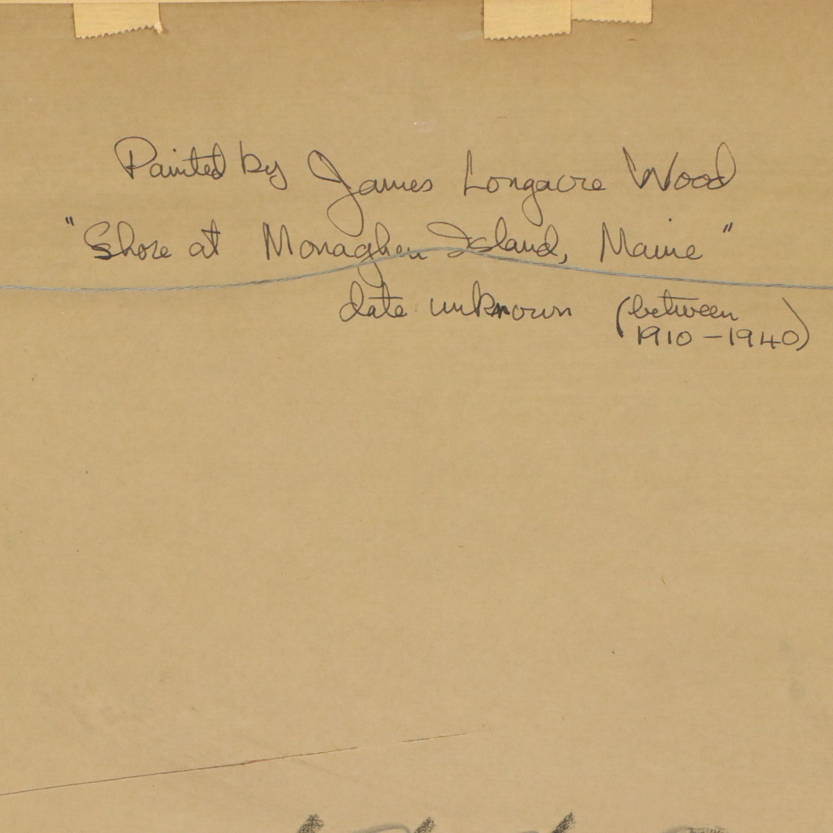 James Longacre Wood Seascape Oil Painting "Shore at Monhegan Island, Maine"