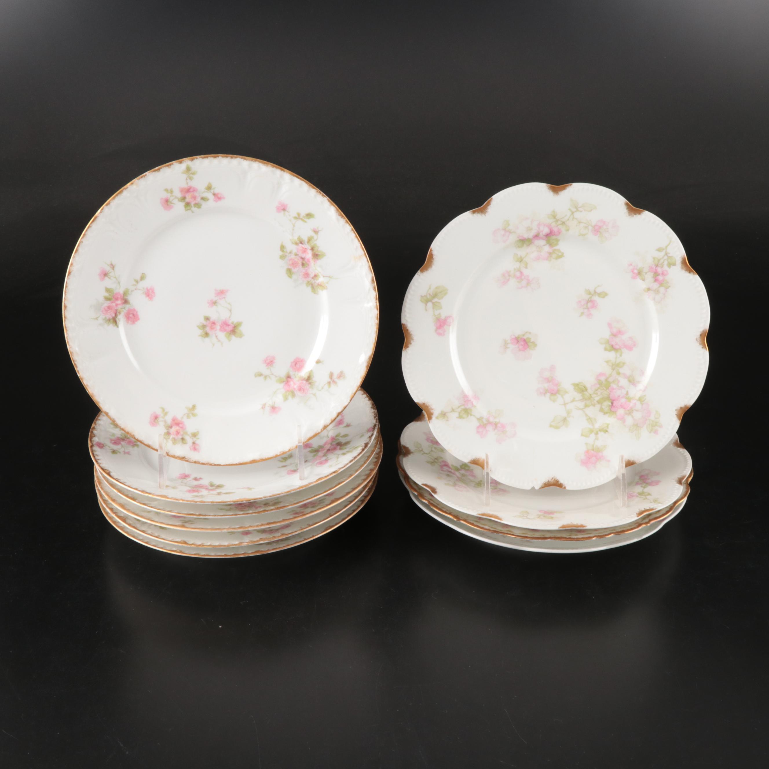 Haviland France and Carter Tielsch Porcelain Floral Dinnerware with Gilt Accents