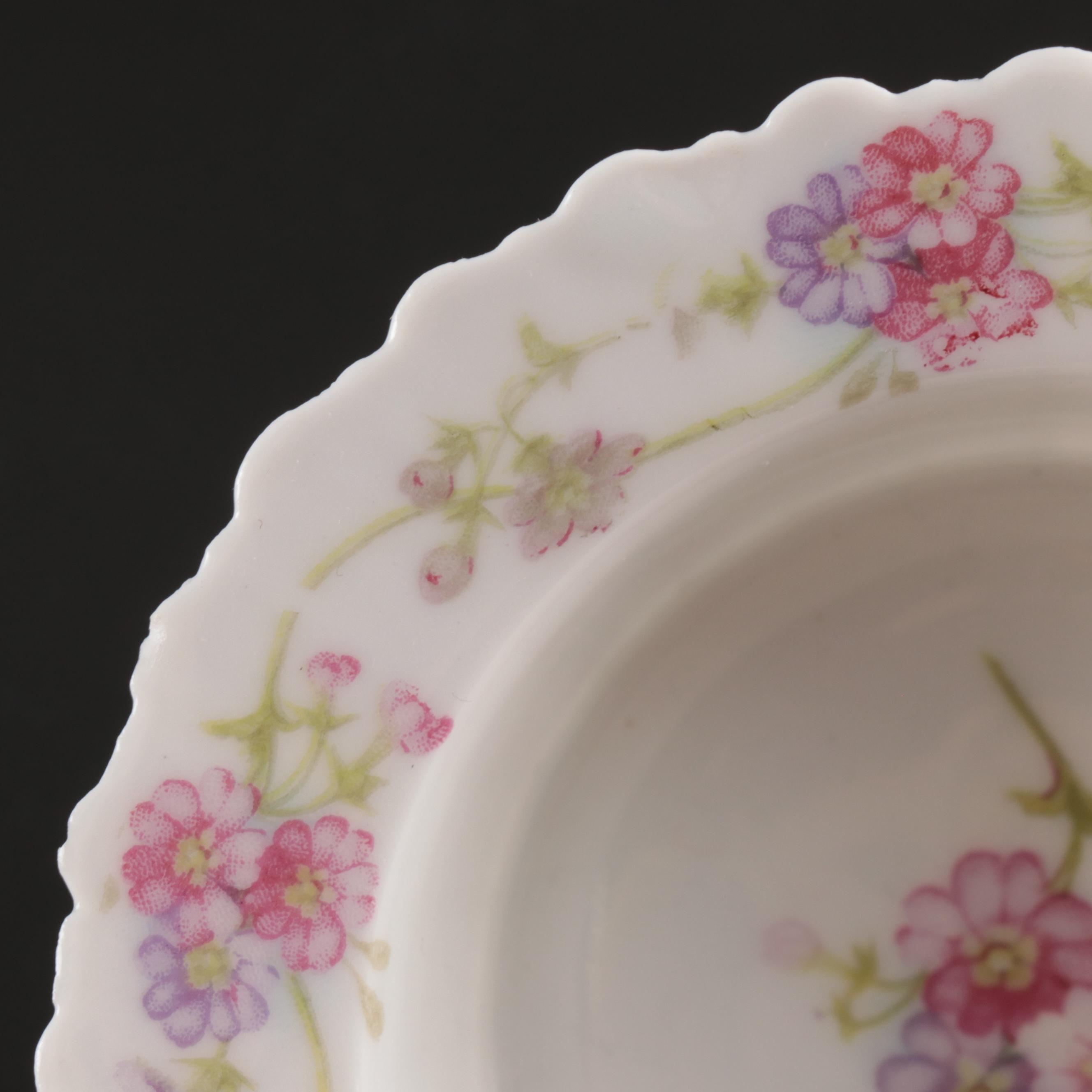 Haviland France and Carter Tielsch Porcelain Floral Dinnerware with Gilt Accents