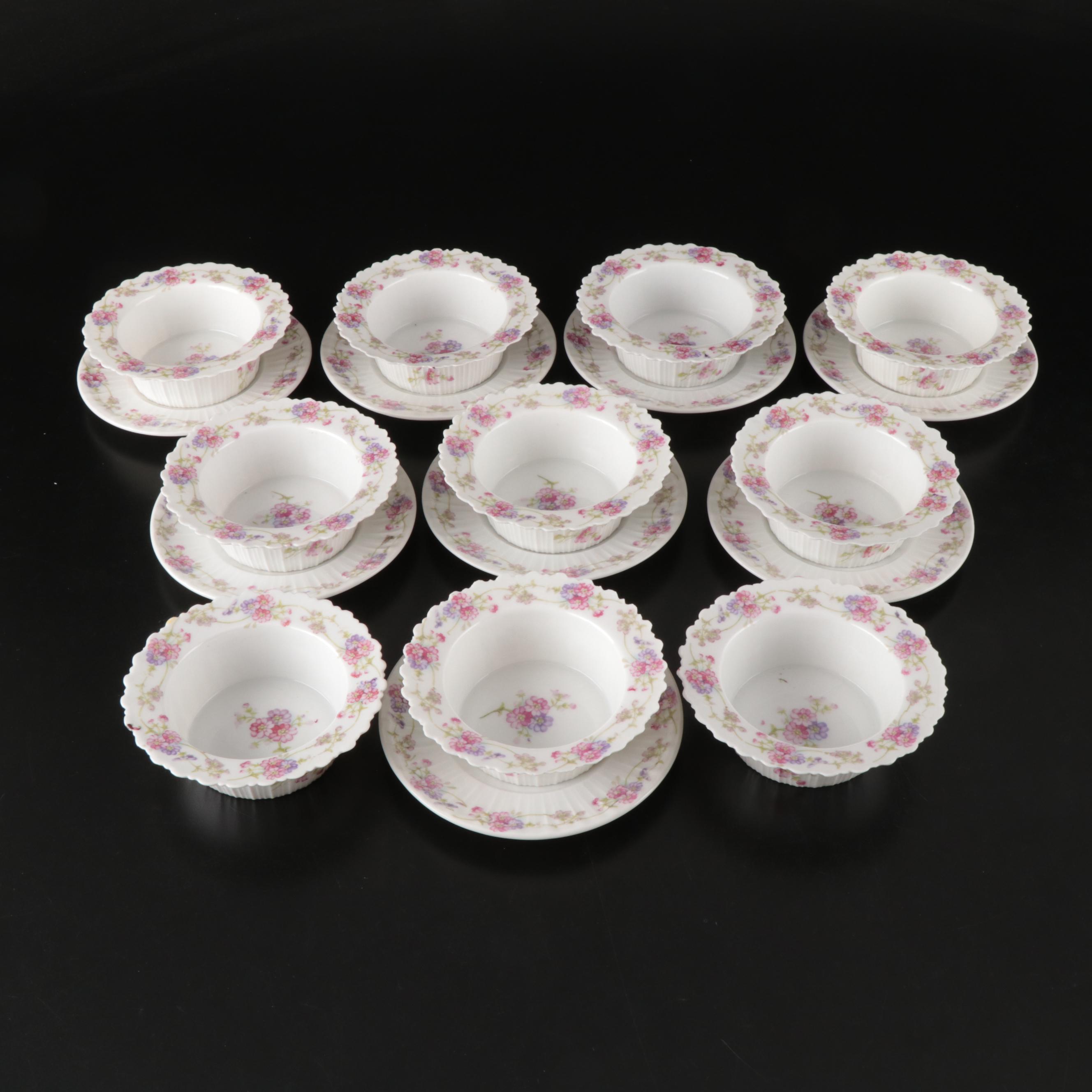 Haviland France and Carter Tielsch Porcelain Floral Dinnerware with Gilt Accents