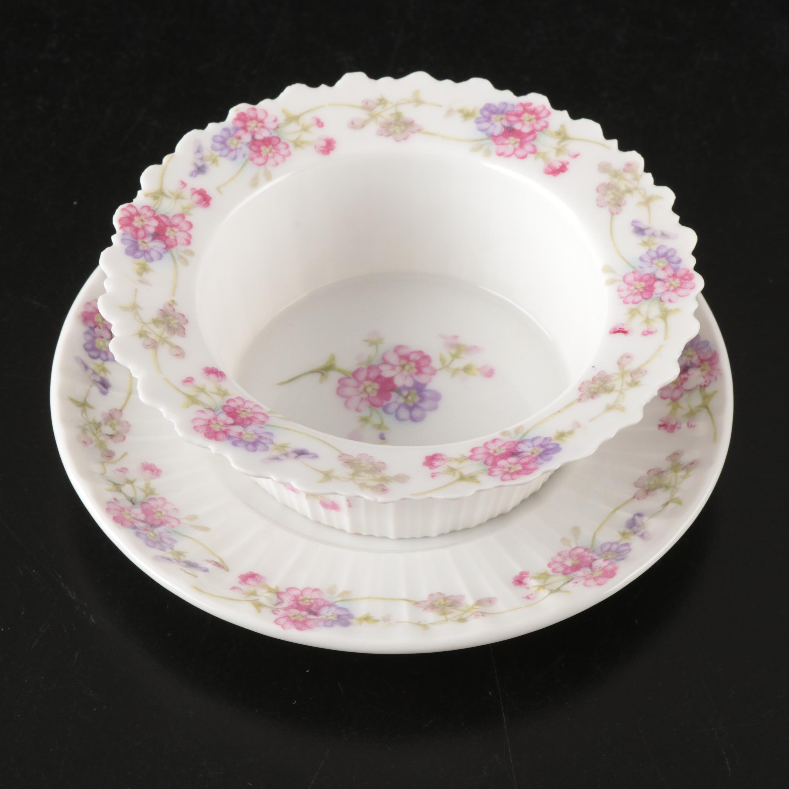 Haviland France and Carter Tielsch Porcelain Floral Dinnerware with Gilt Accents