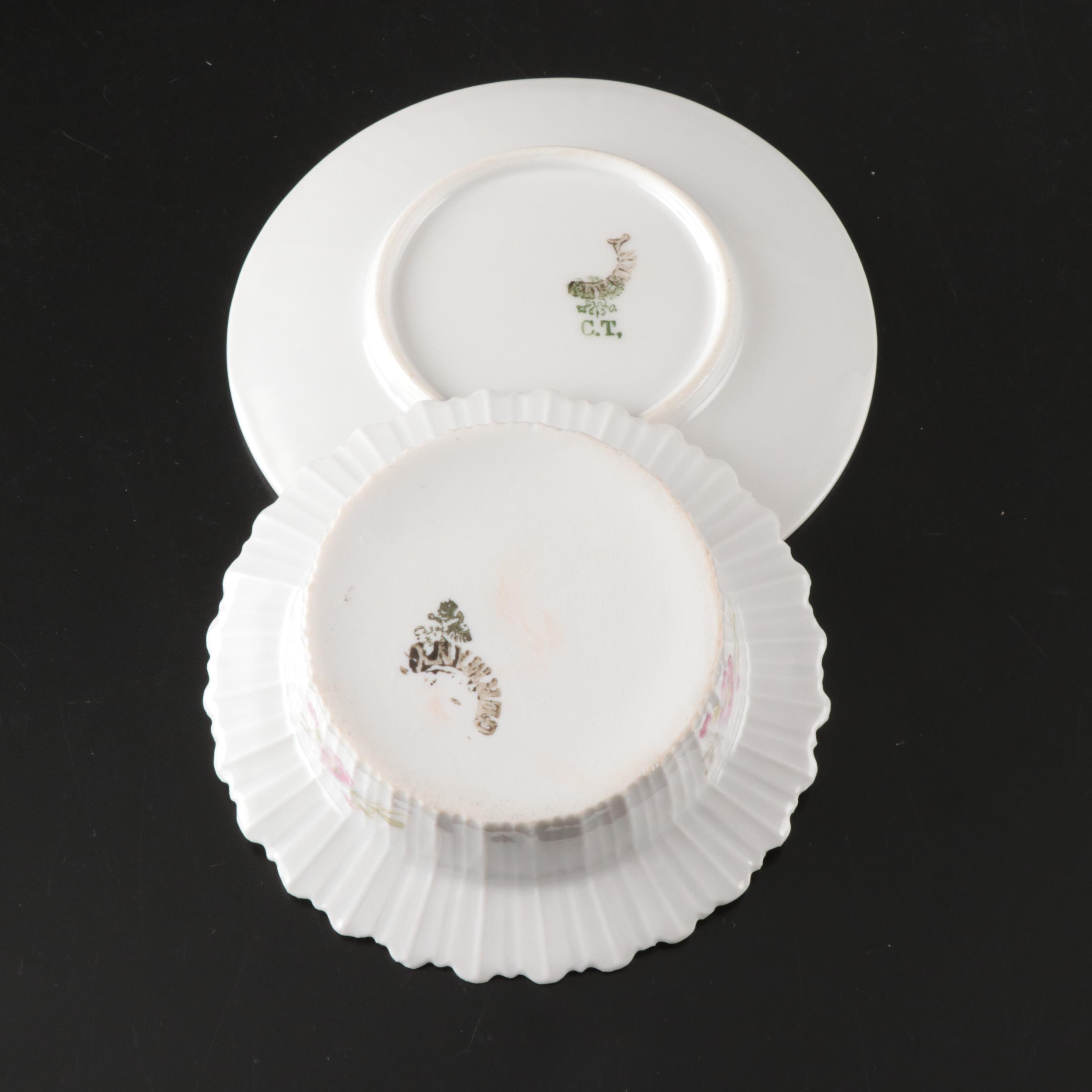 Haviland France and Carter Tielsch Porcelain Floral Dinnerware with Gilt Accents