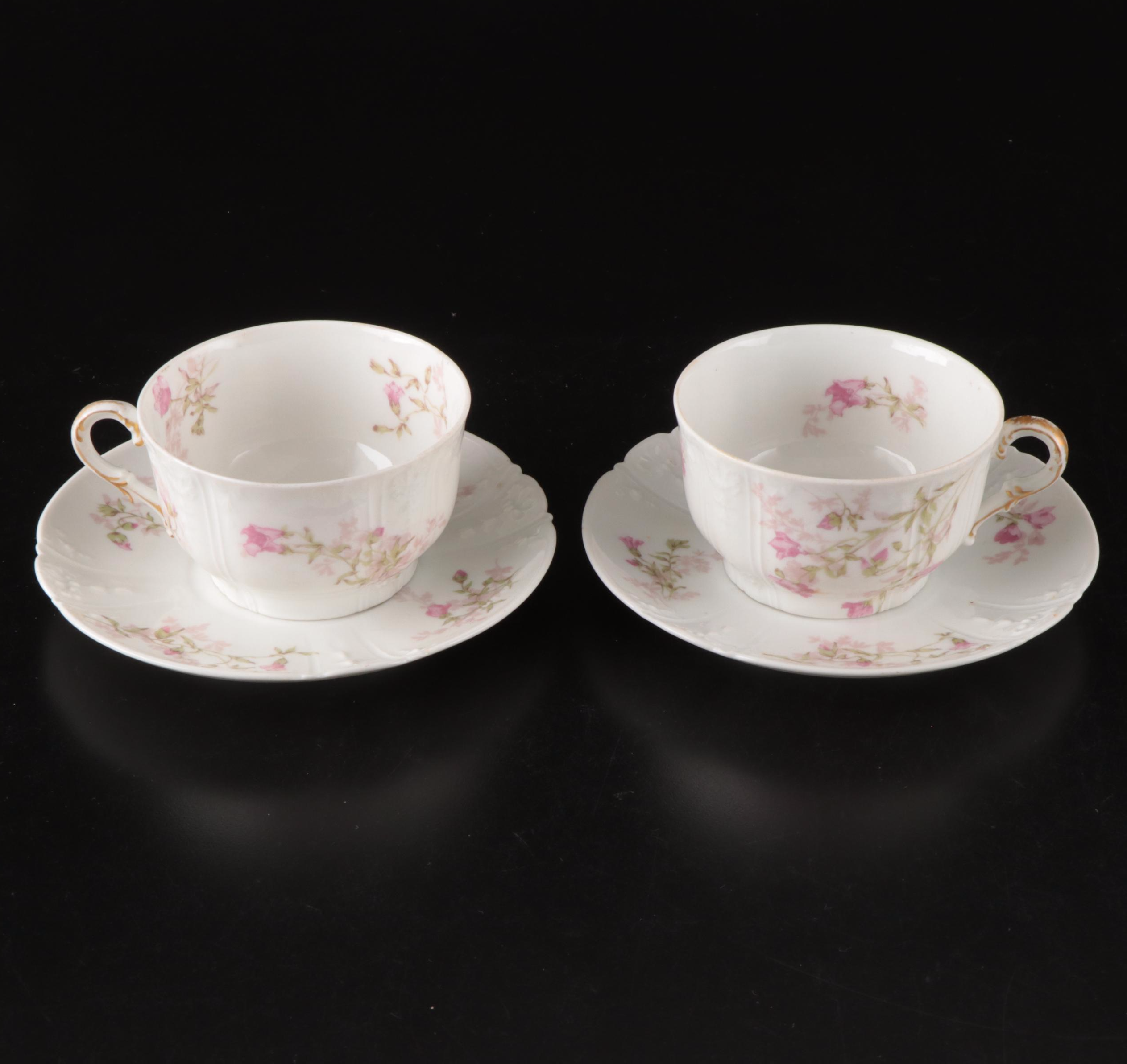 Haviland France and Carter Tielsch Porcelain Floral Dinnerware with Gilt Accents