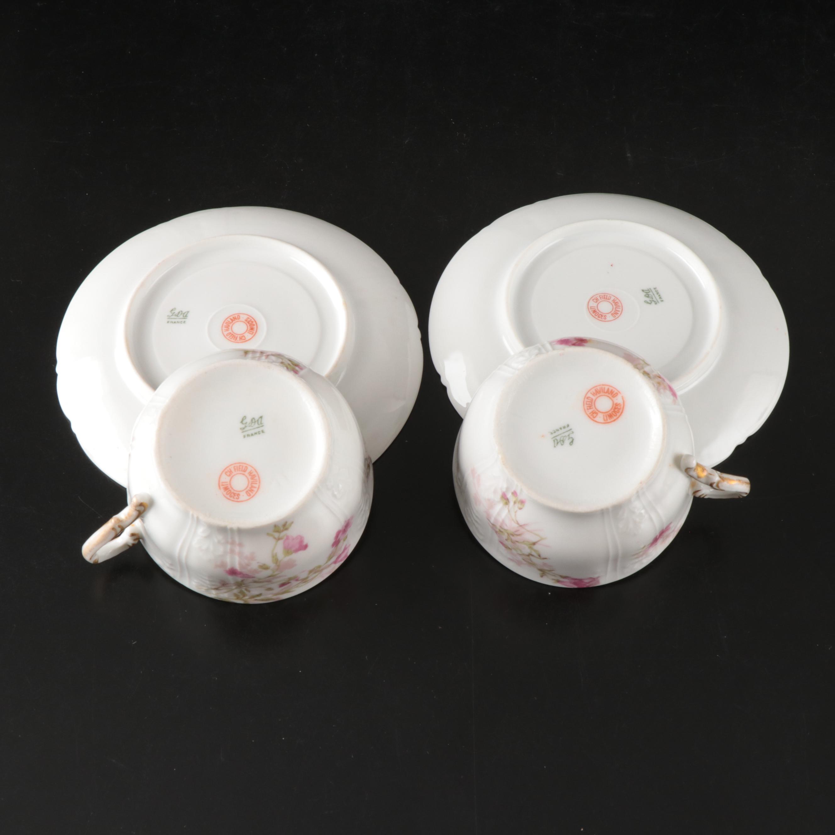 Haviland France and Carter Tielsch Porcelain Floral Dinnerware with Gilt Accents