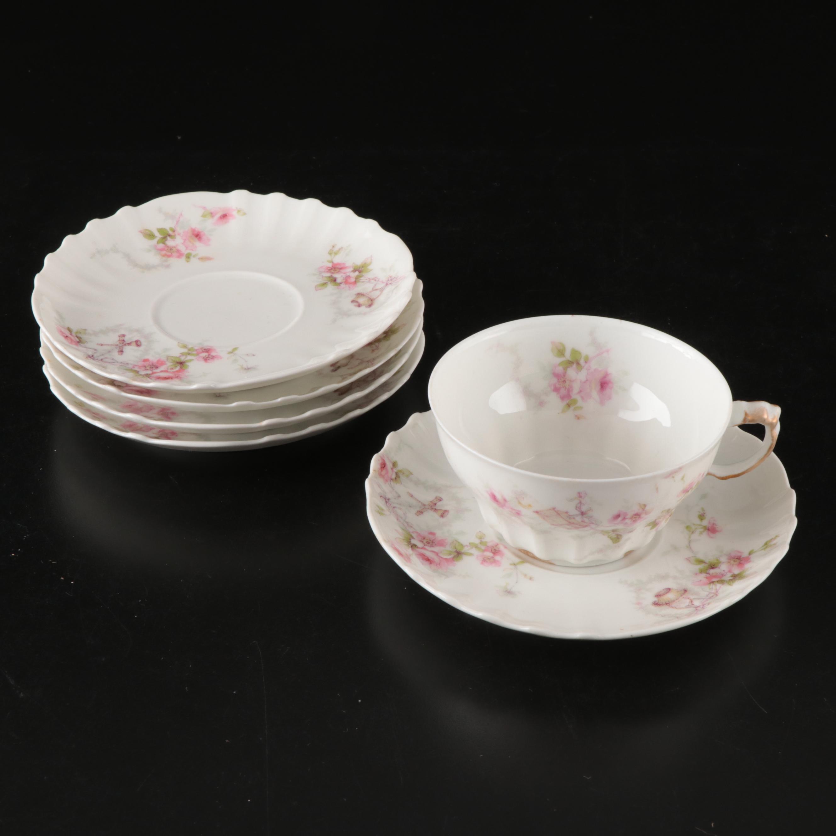 Haviland France and Carter Tielsch Porcelain Floral Dinnerware with Gilt Accents