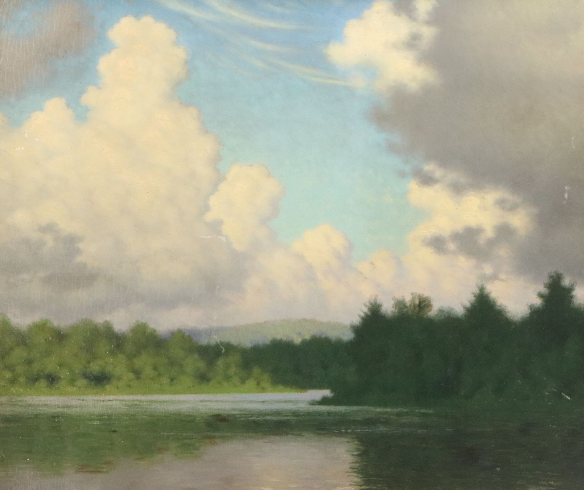 James Longacre Wood Lake Landscape Oil Painting, Circa 1920