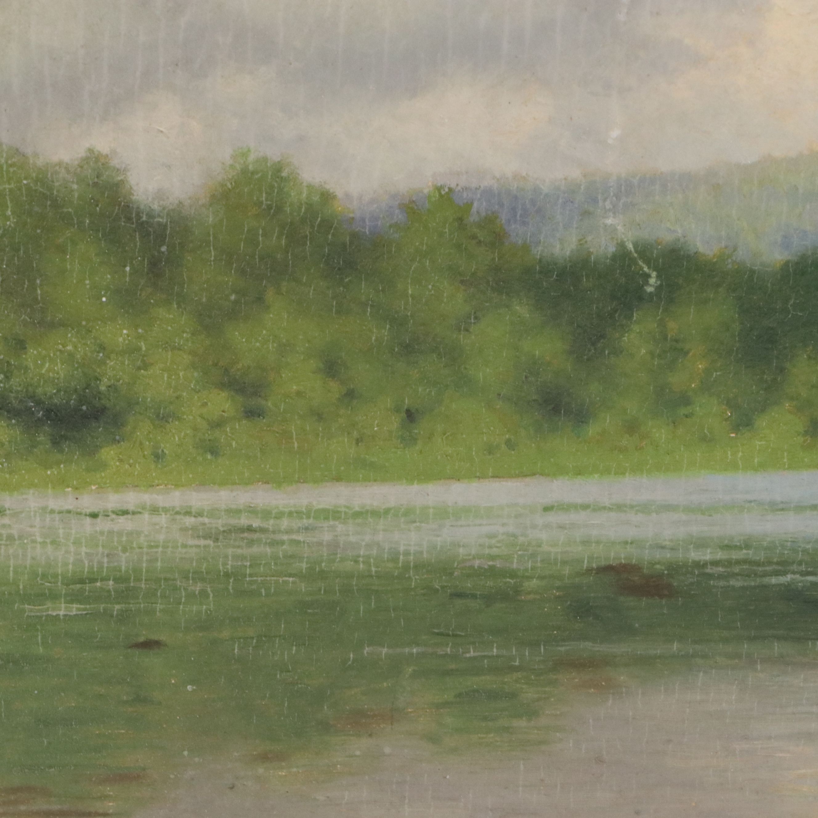 James Longacre Wood Lake Landscape Oil Painting, Circa 1920