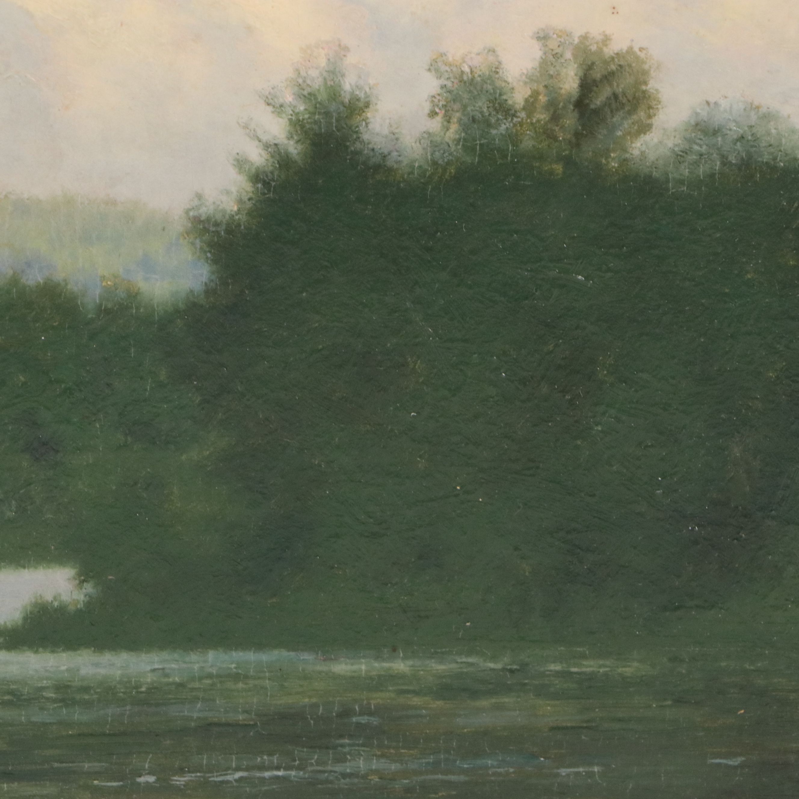 James Longacre Wood Lake Landscape Oil Painting, Circa 1920