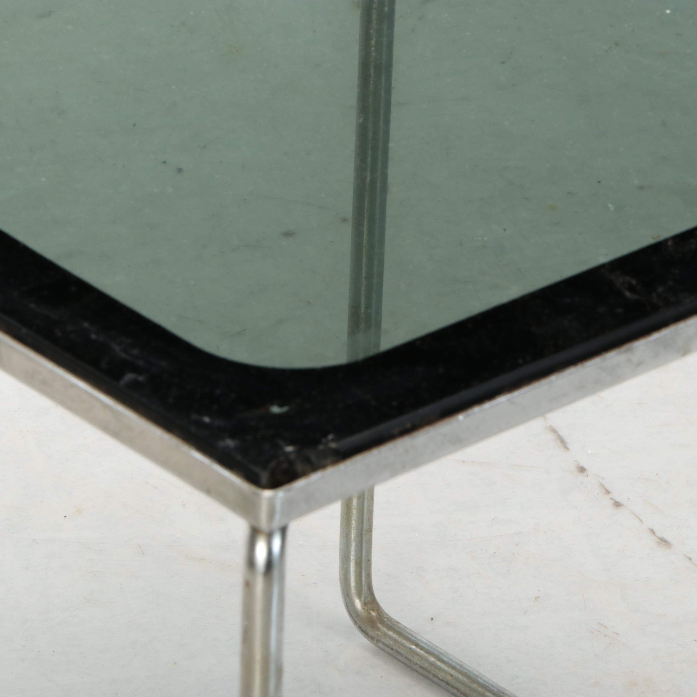 Pair of Modernist Glass and Chrome Nesting Tables