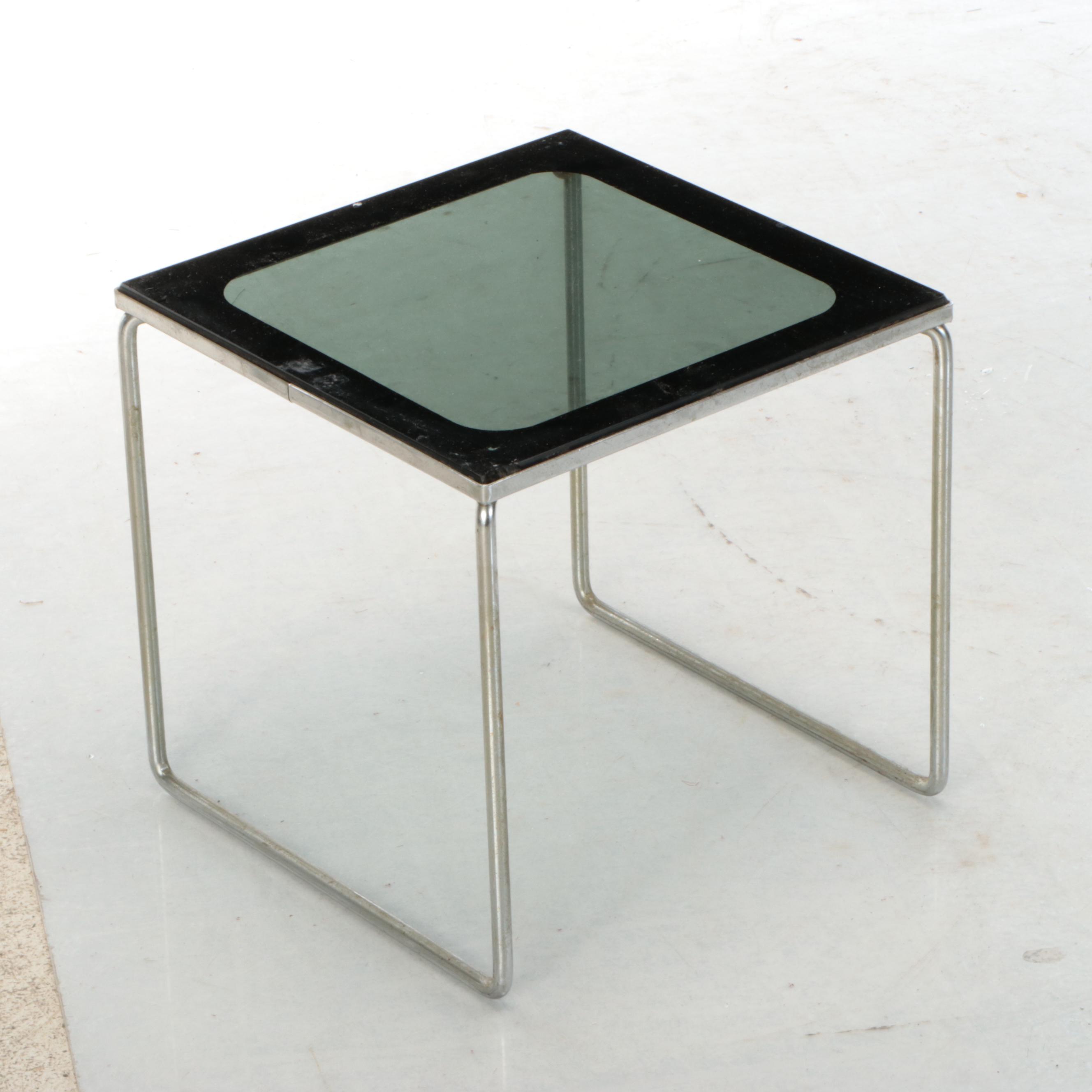 Pair of Modernist Glass and Chrome Nesting Tables