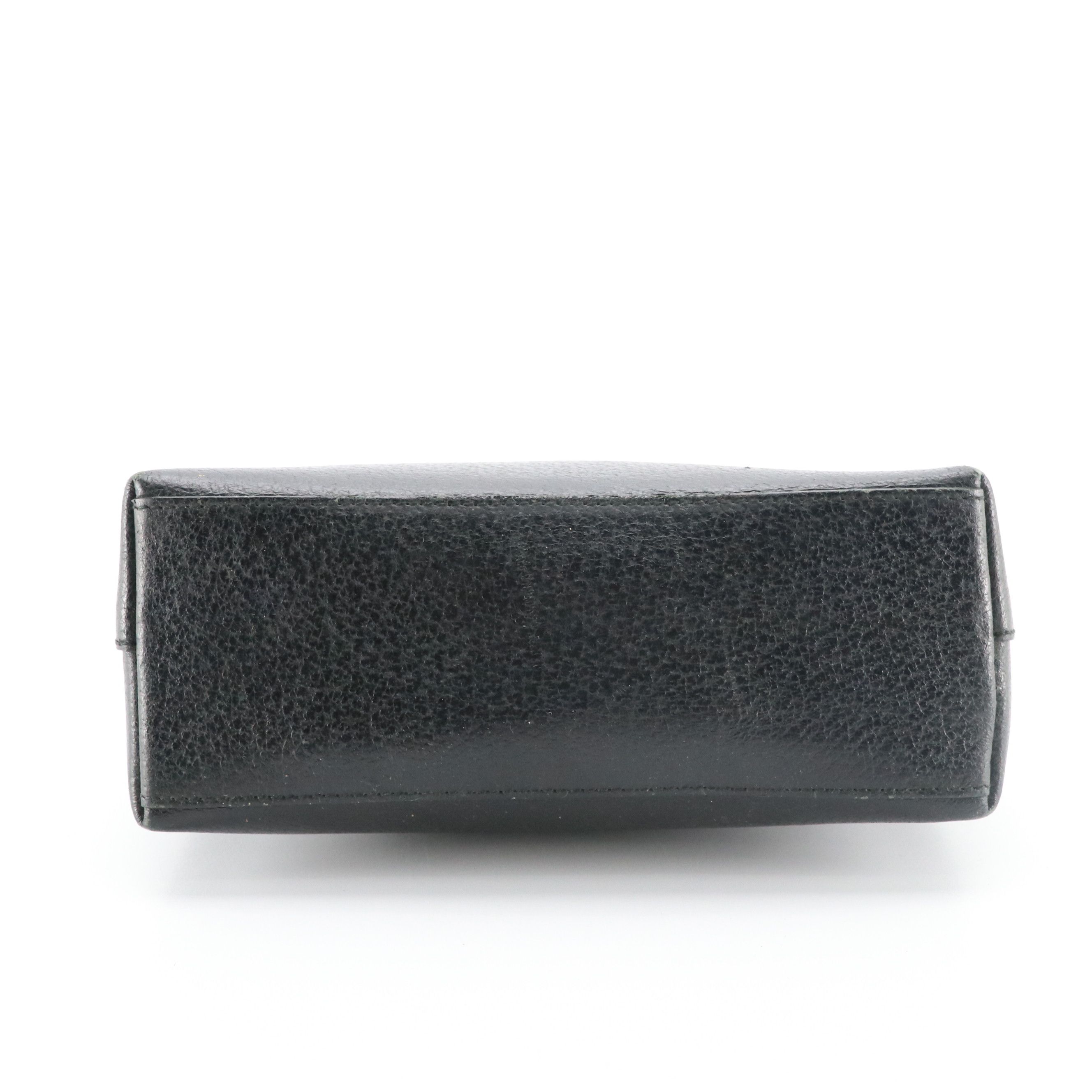 Gucci Bamboo Handle Flap Top Bag in Black Leather