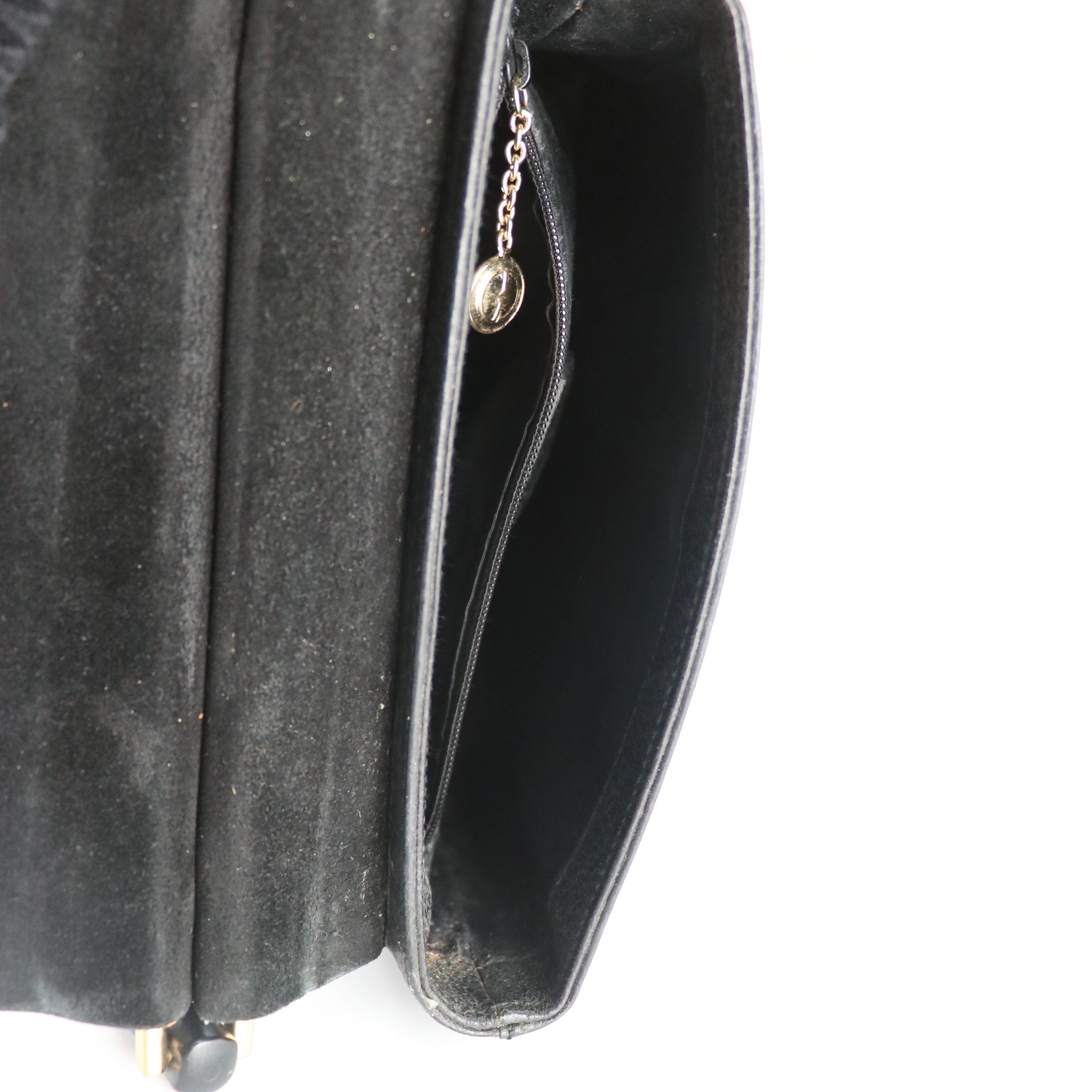 Gucci Bamboo Handle Flap Top Bag in Black Leather