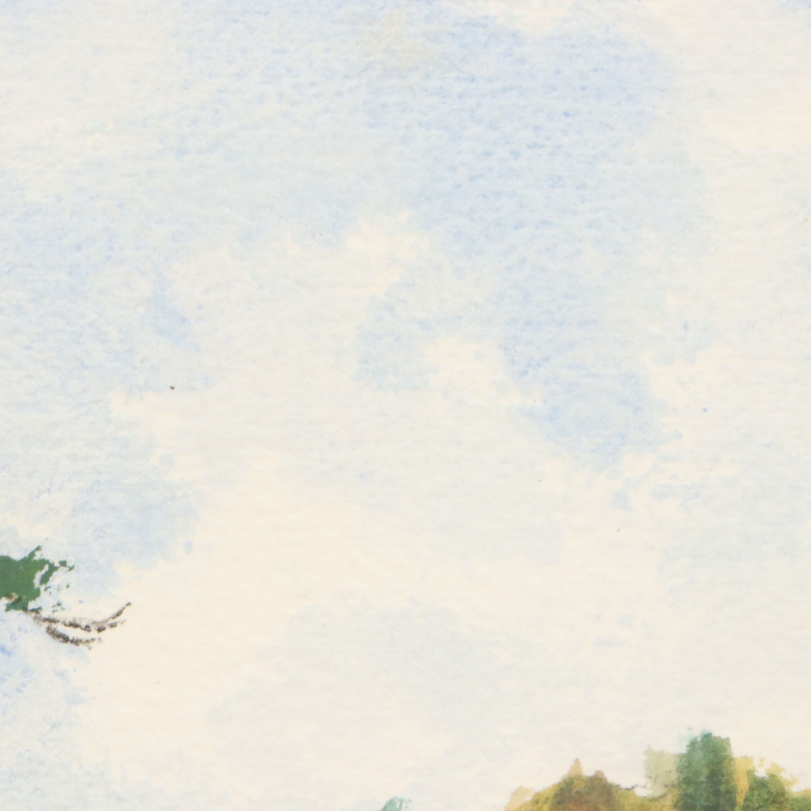 F. Pogue Mountainous Landscape Watercolor Painting