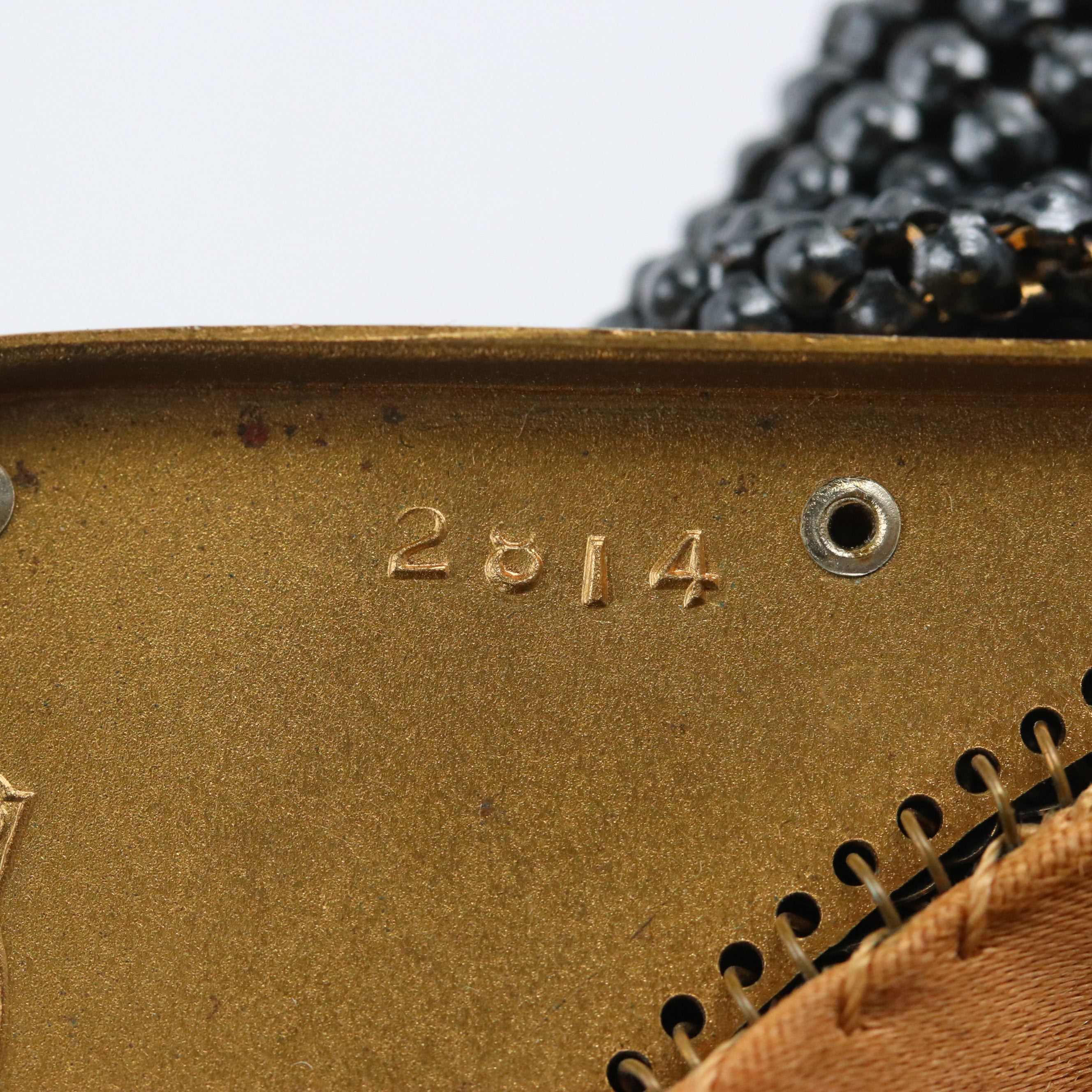 Whiting & Davis Navy Blue Beaded Embellished Frame Evening Bag, Circa 1940s