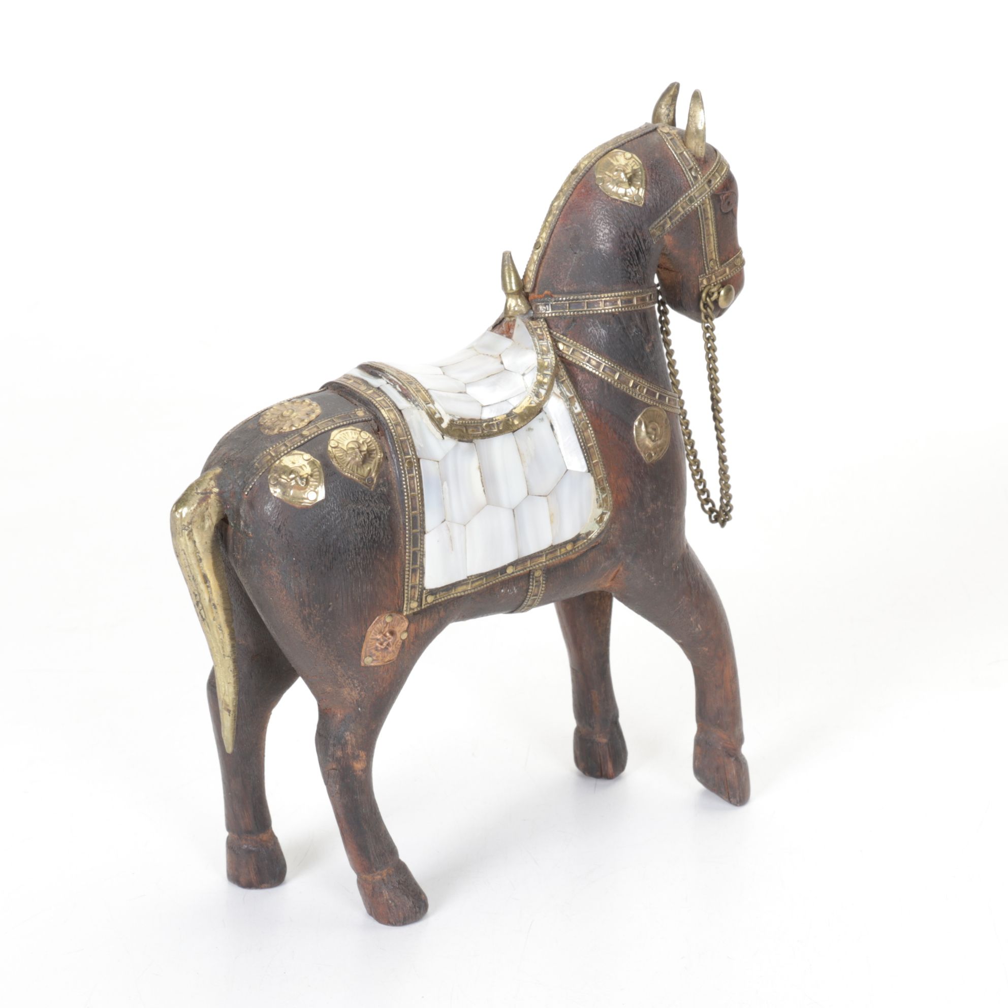 Indian Marwari War Horse with Chinese Hand-Carved Wooden Horse