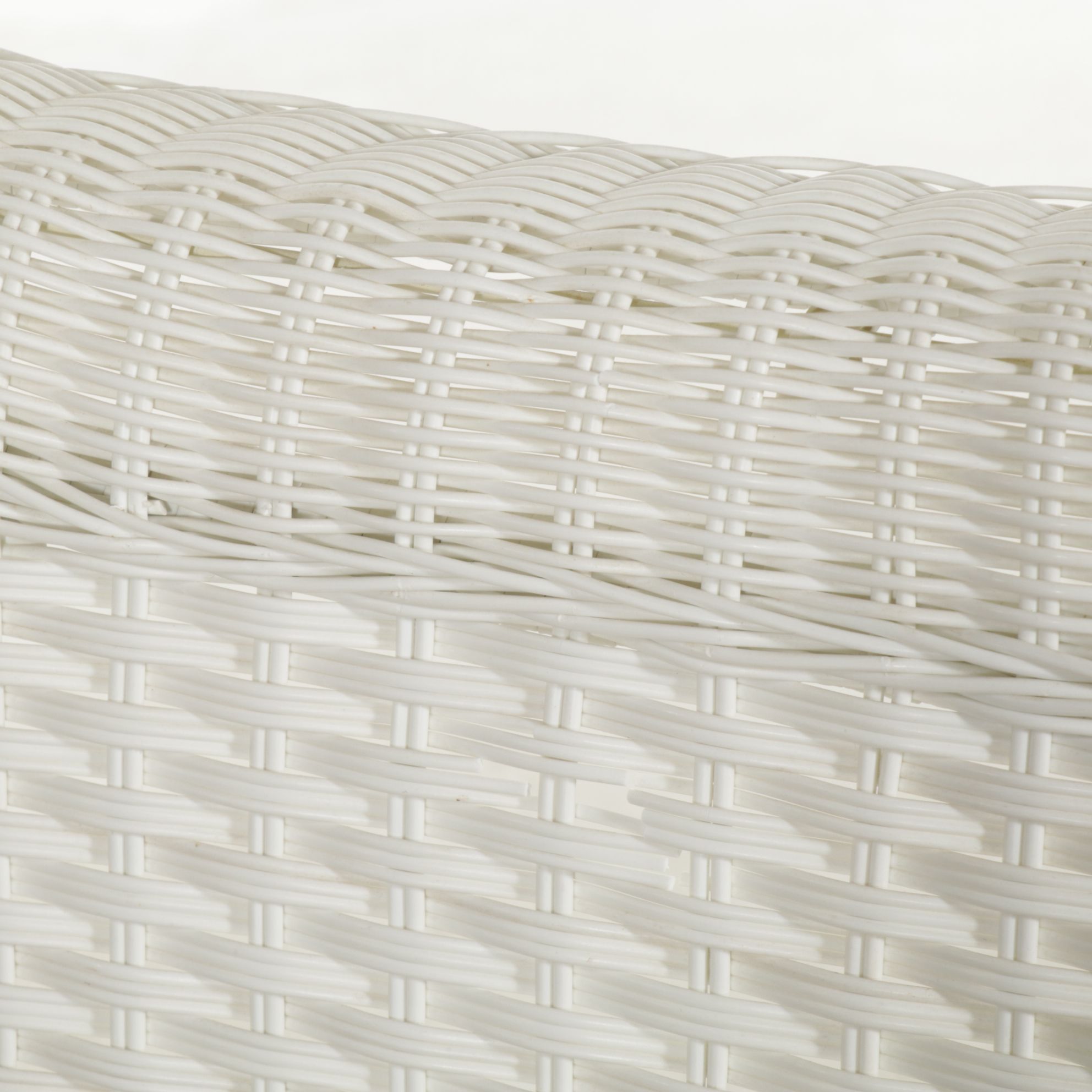 White Faux Rattan Wicker Patio Loveseat, Rocking Chair, and Side Table