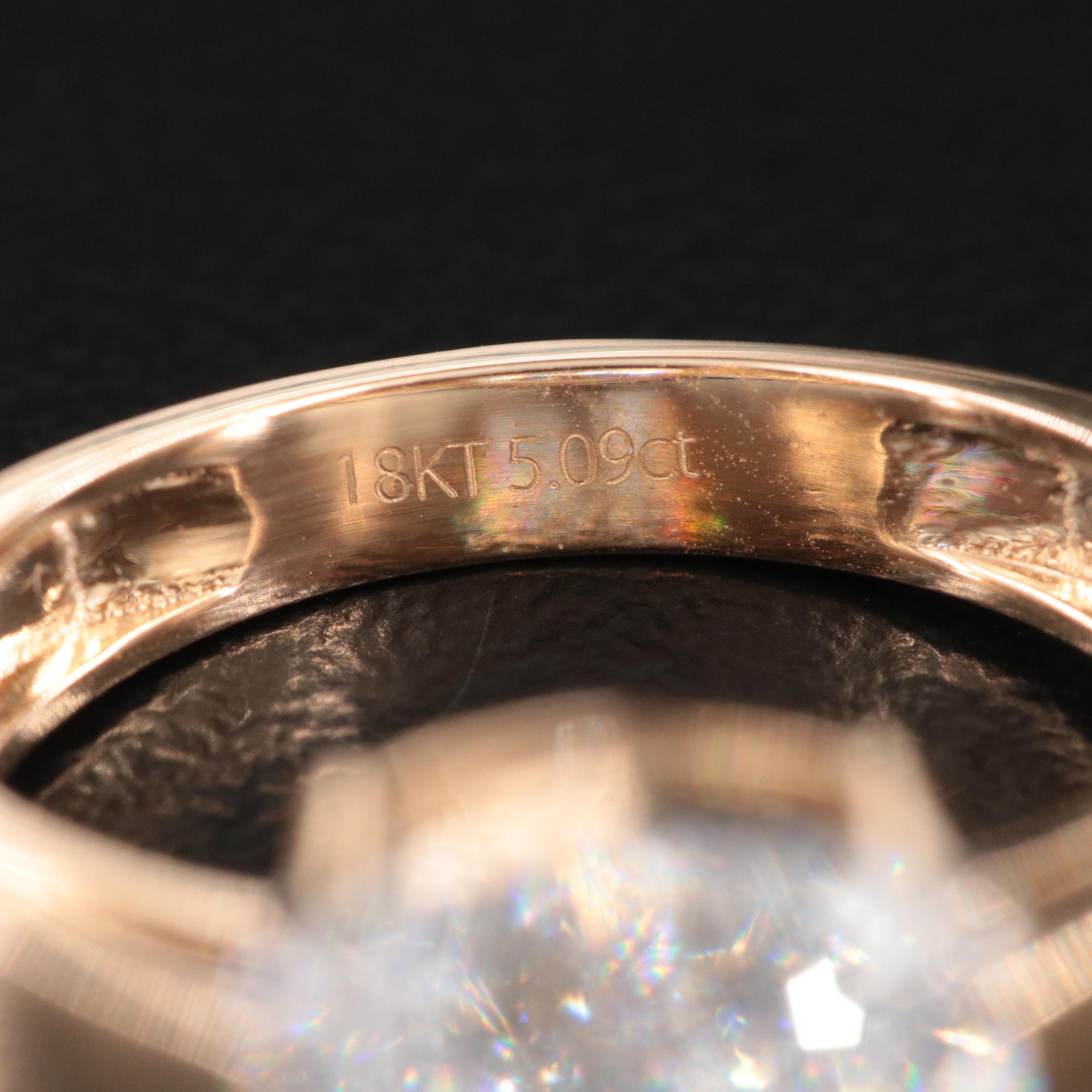 18K 5.09 CT Lab Grown Diamond Solitaire Ring with IGI Report