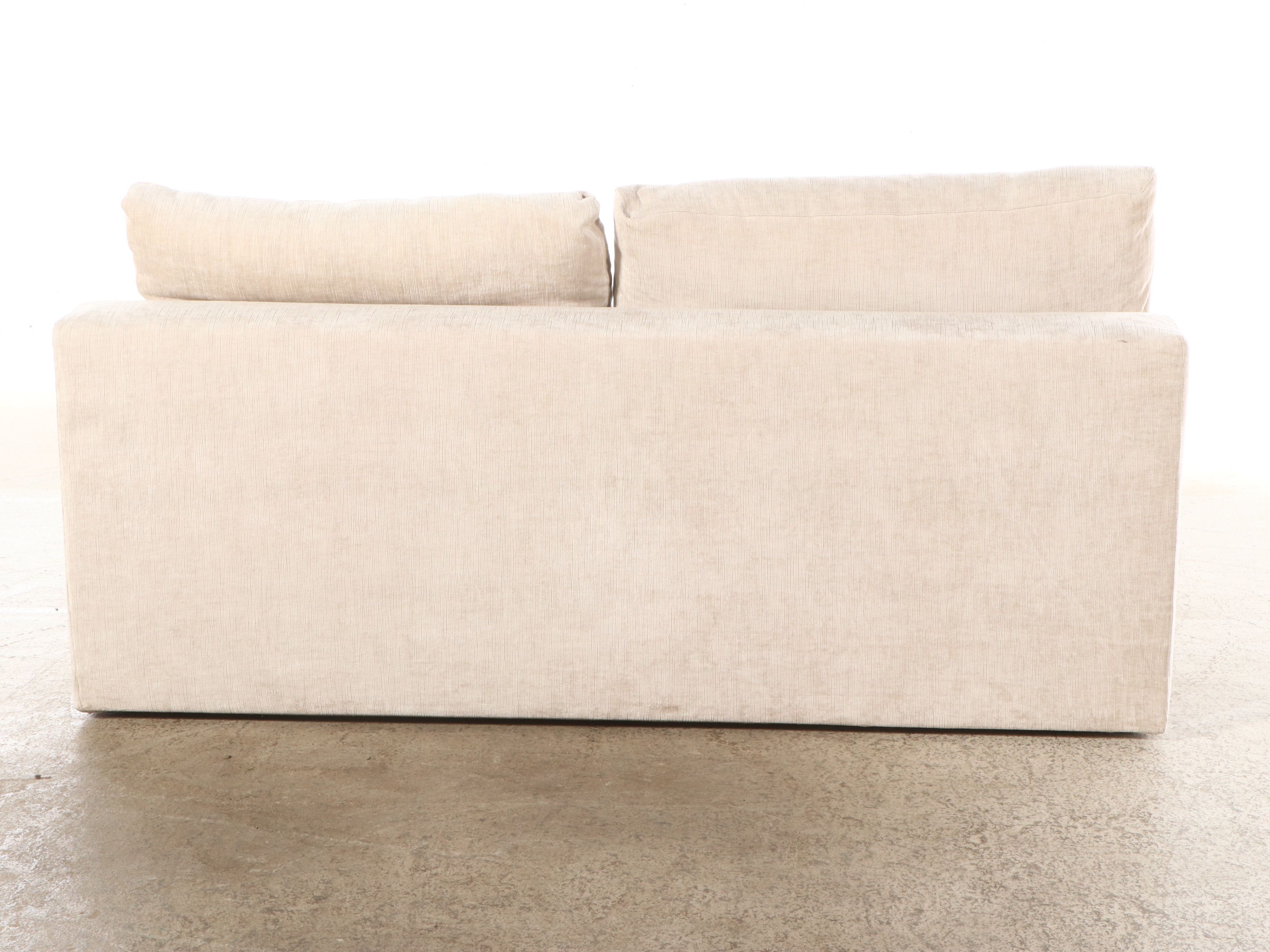 Meridiani Chenille Upholstered Sectional Sofa with Ottoman