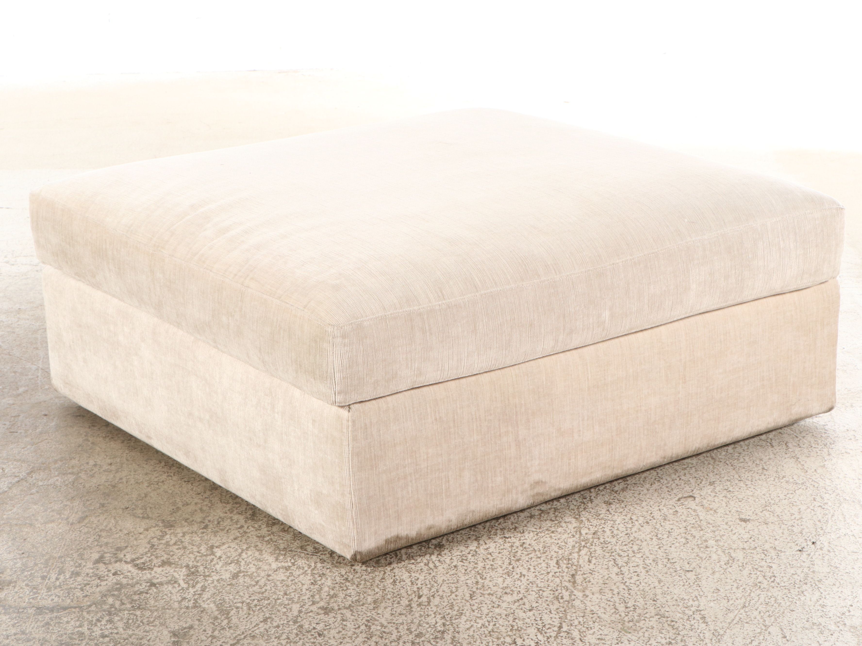 Meridiani Chenille Upholstered Sectional Sofa with Ottoman