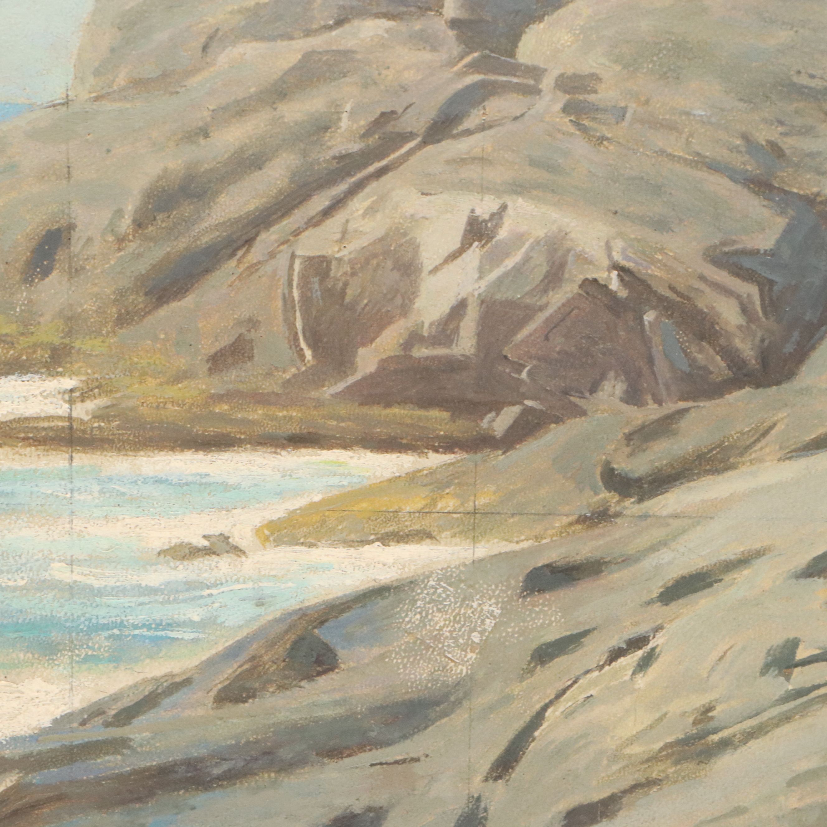 James Longacre Wood Rocky Seascape Oil Paintings, Circa 1920