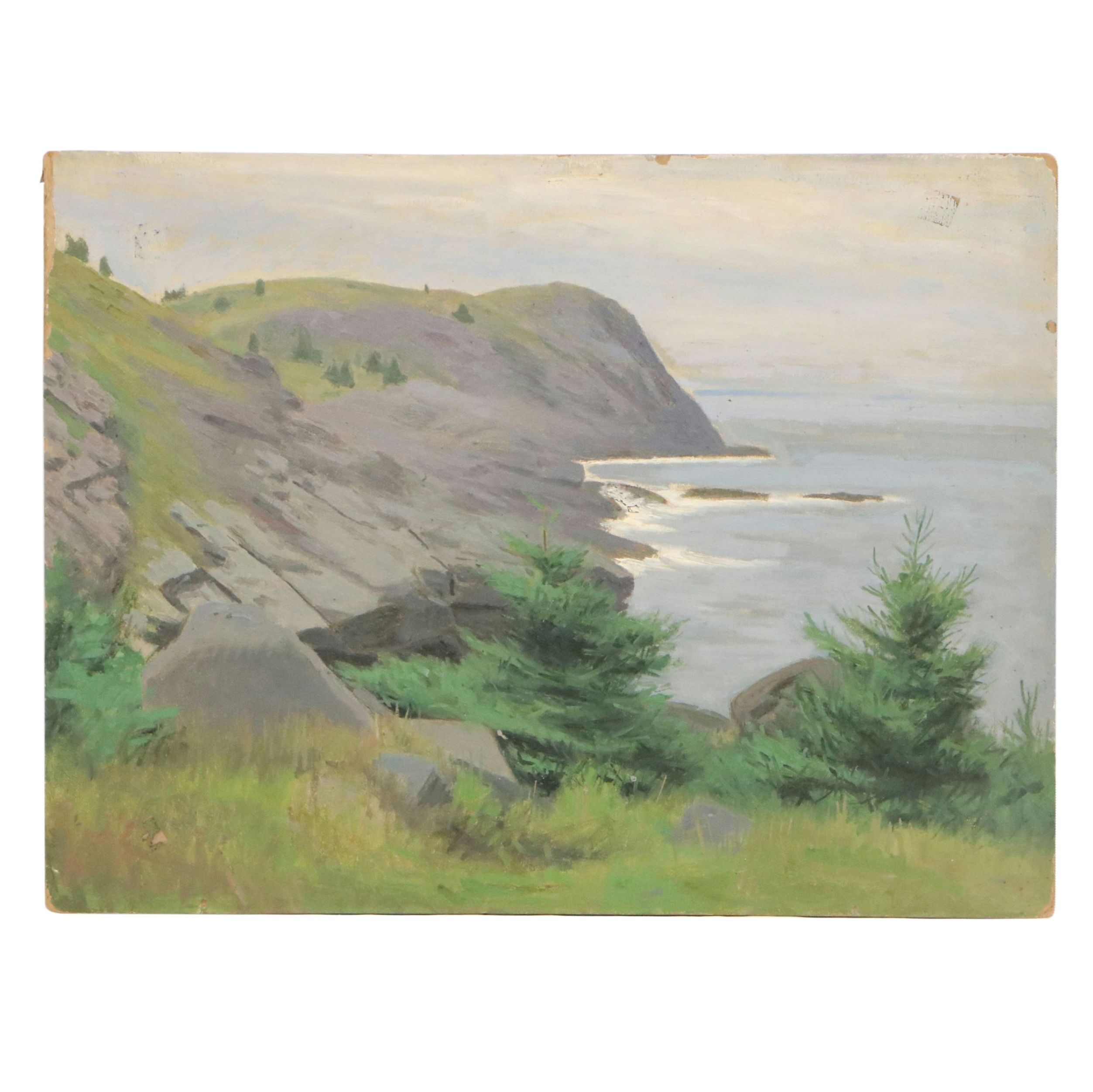 James Longacre Wood Rocky Seascape Oil Paintings, Circa 1920